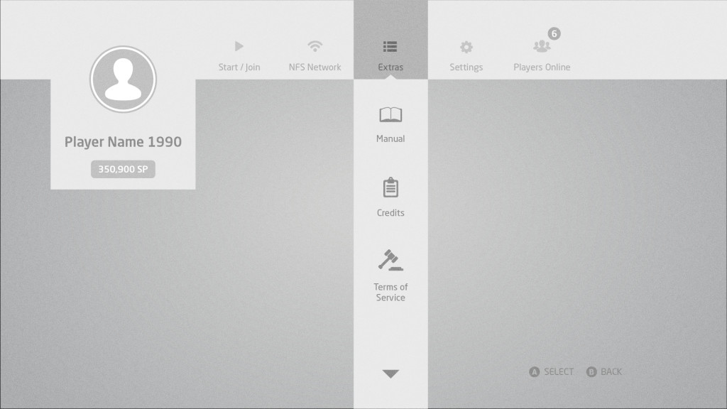 Menu page concept wireframe.