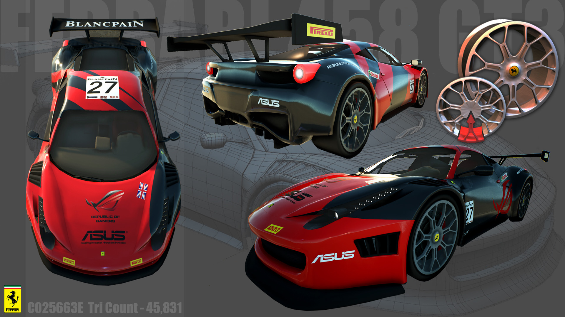 Artstation Ferrari 458 Italia Gt3 Asus Body Wrap