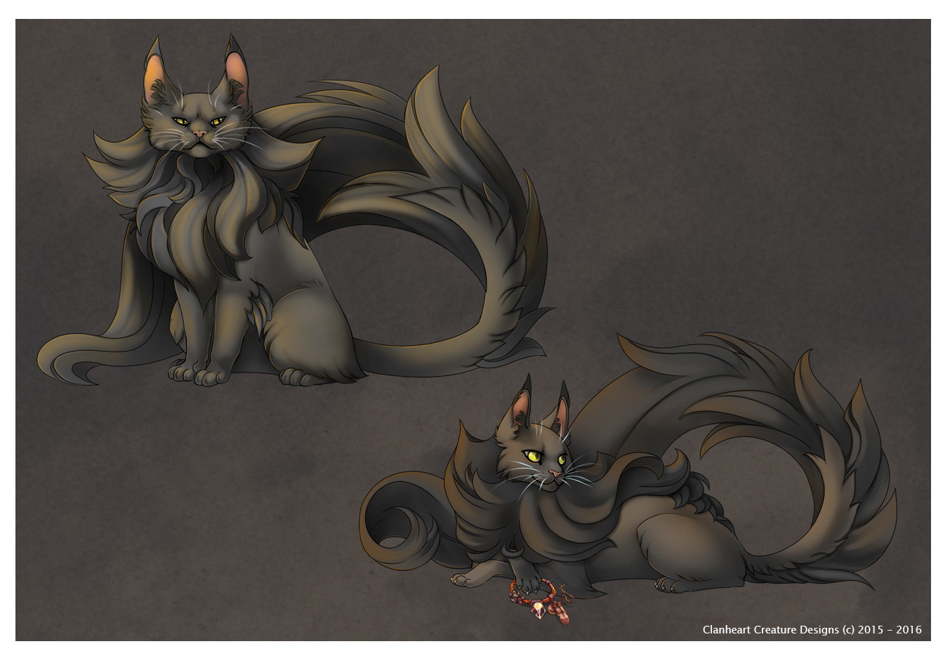 Cat Alpha and Cat Shaman with Dynamic part visible. Grey base colour, coloured highlights and shadows.