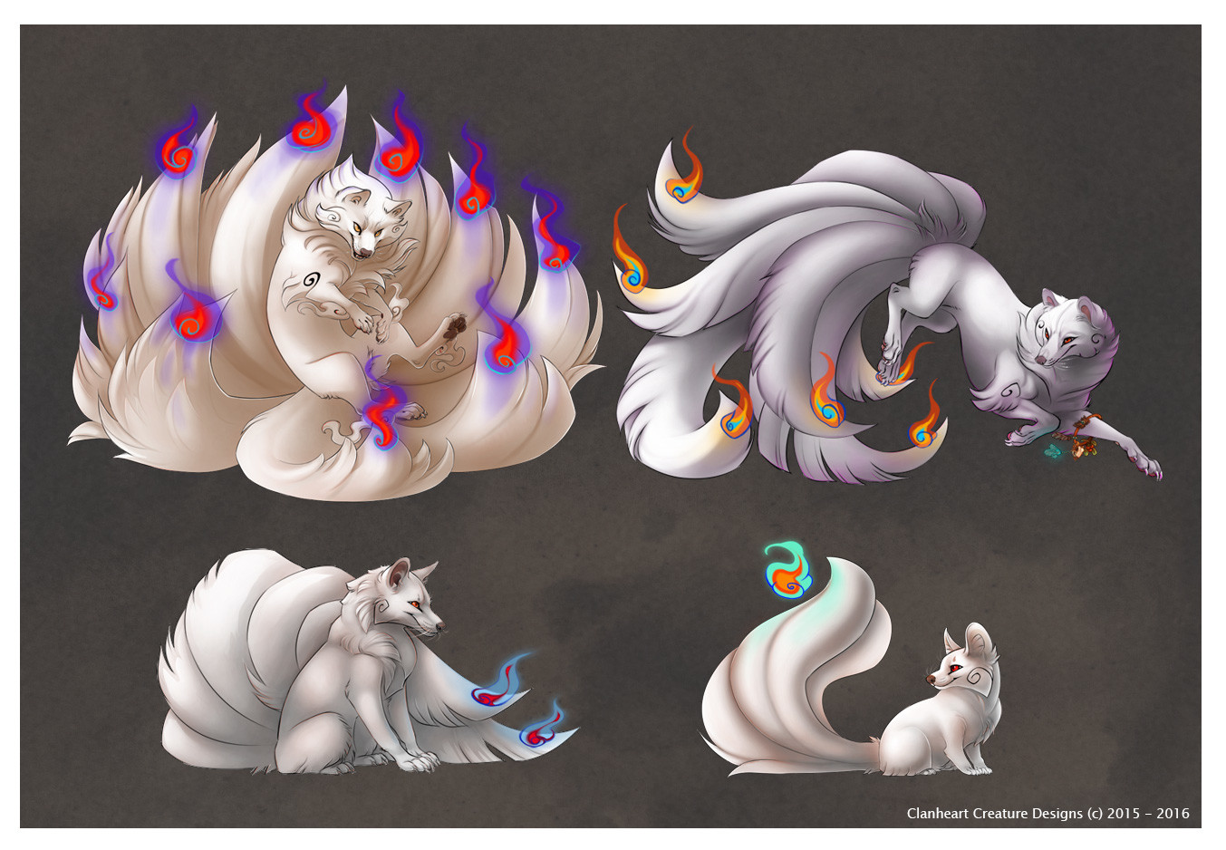 Kitsune Variation Compilation White Base with coloured highlights &amp; Shadows