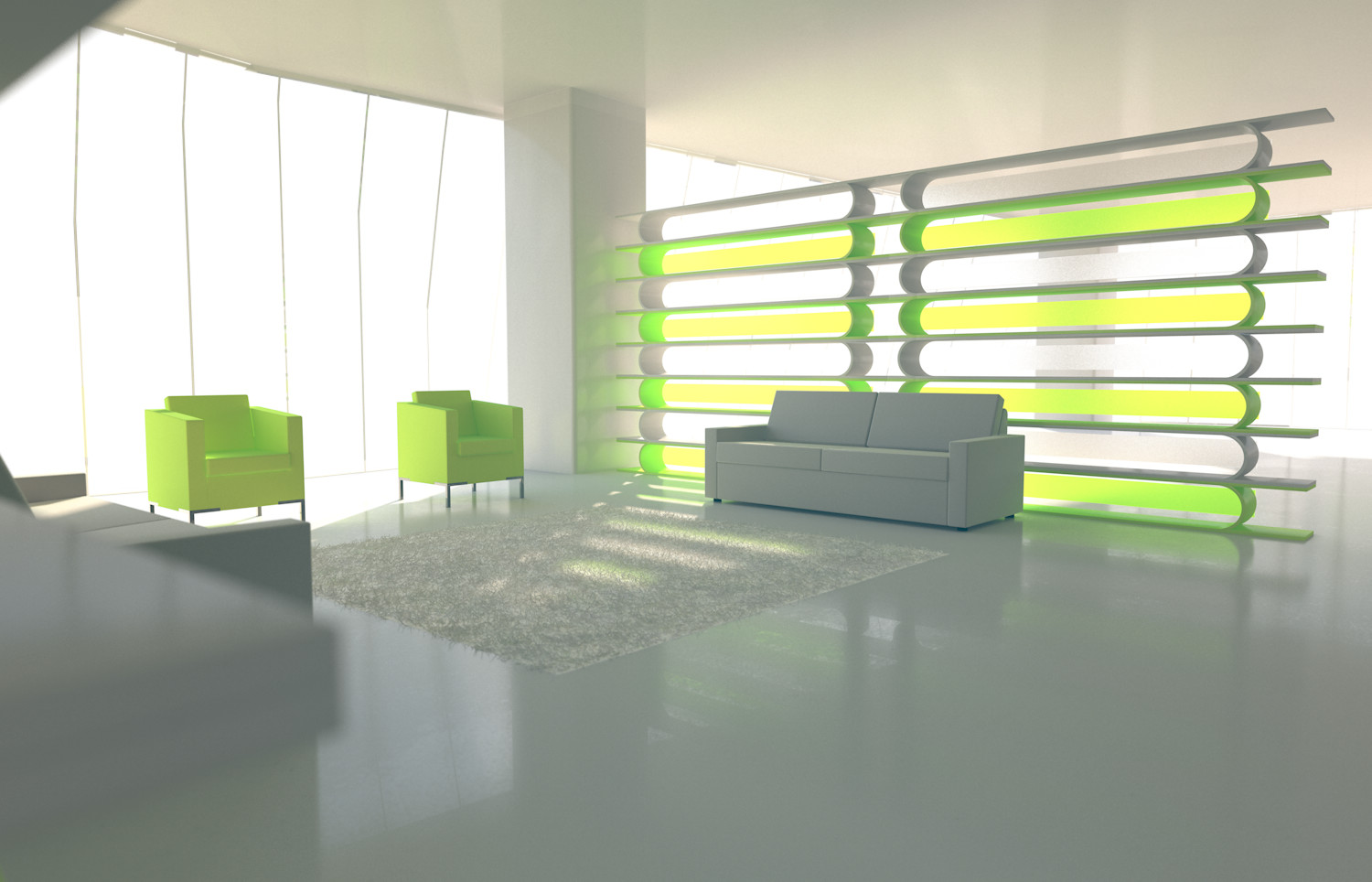 Artstation White And Green Office Scheme Architectural