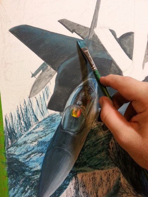 8: dry brushing blue over grey