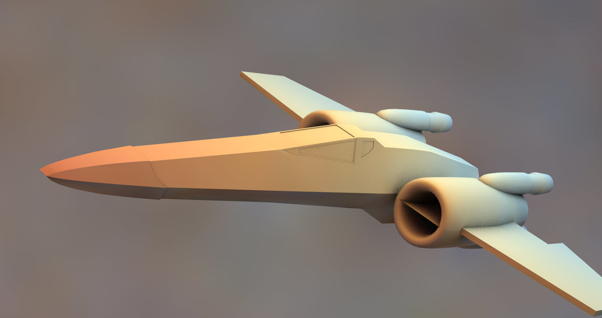 4-Very basic shaping of the fuselage, split-wing engines and wings.