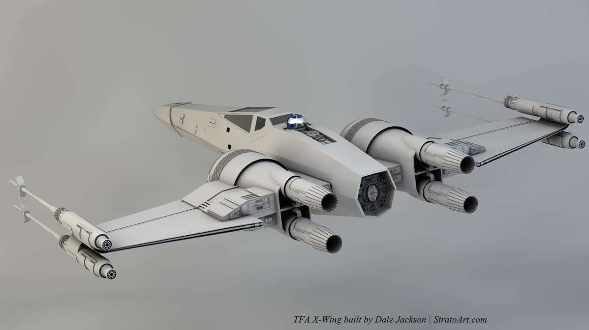 43: Wings closed. Now you can see, I've reshaped the ends of the engines, just below the exhausts, to a rounded rectangle look.