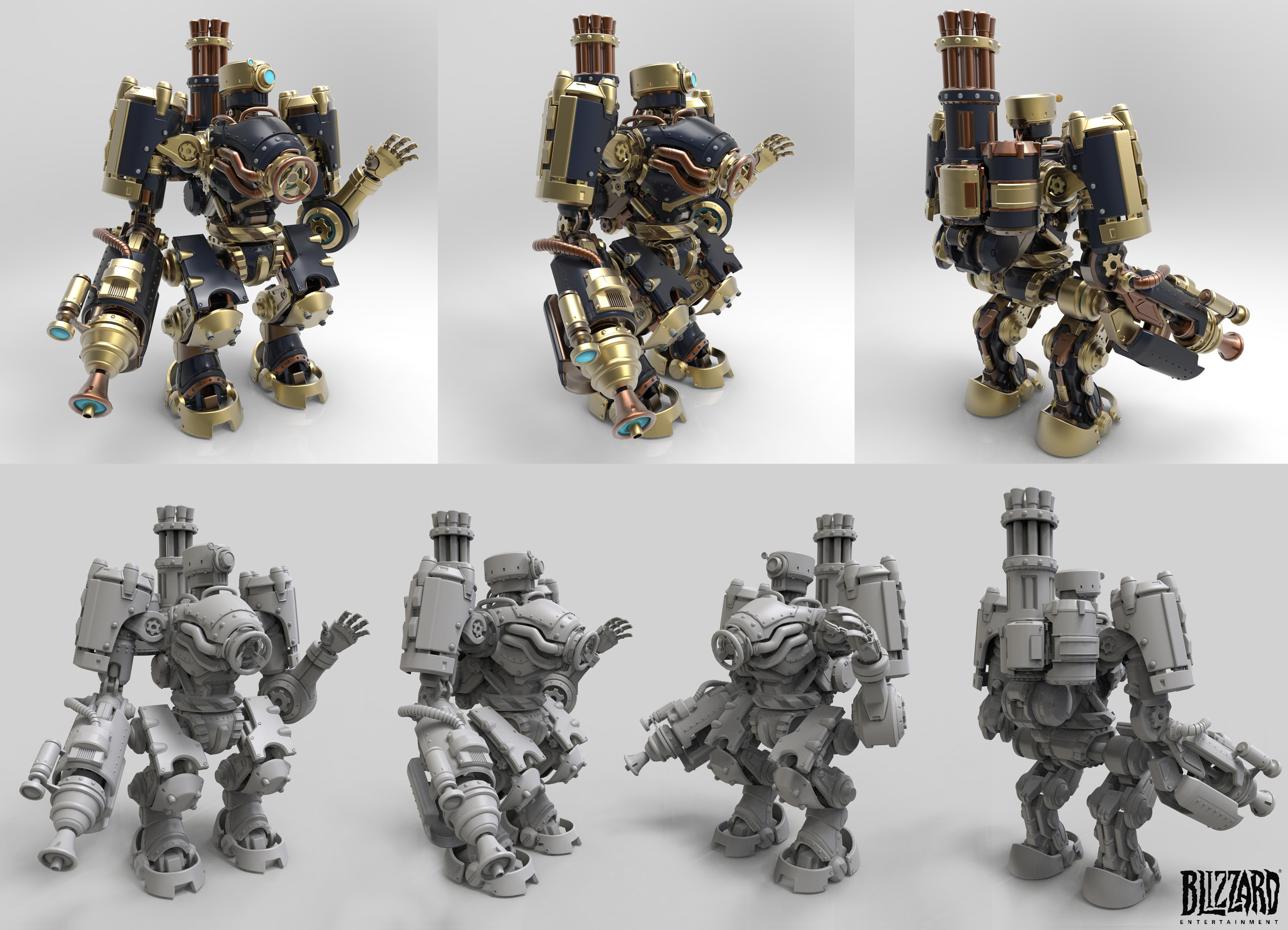 Artstation Overwatch Steampunk Bastion Hong Chan Lim