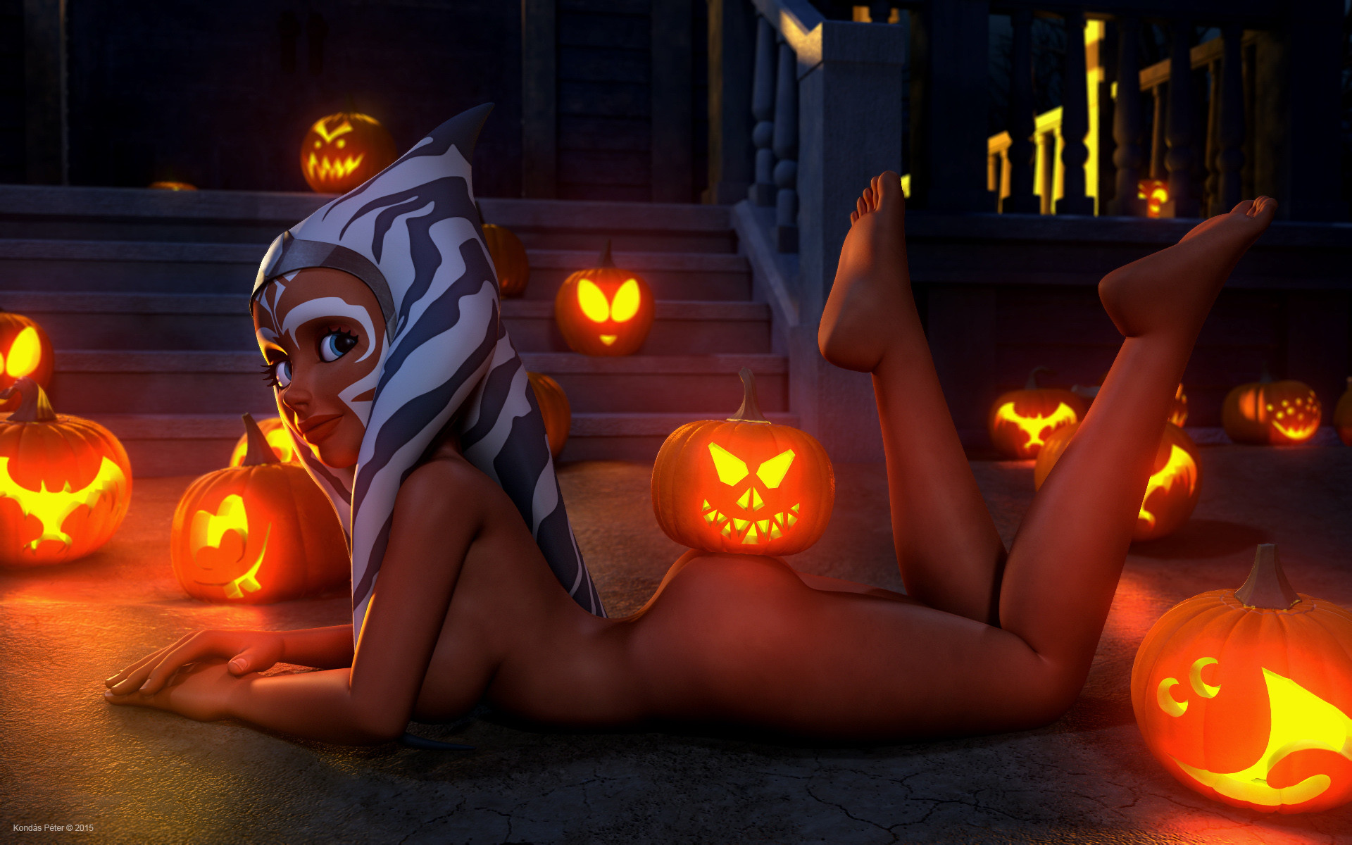 Ahsoka Tano with Jack-o-lanterns from my Halloween pictures set. 