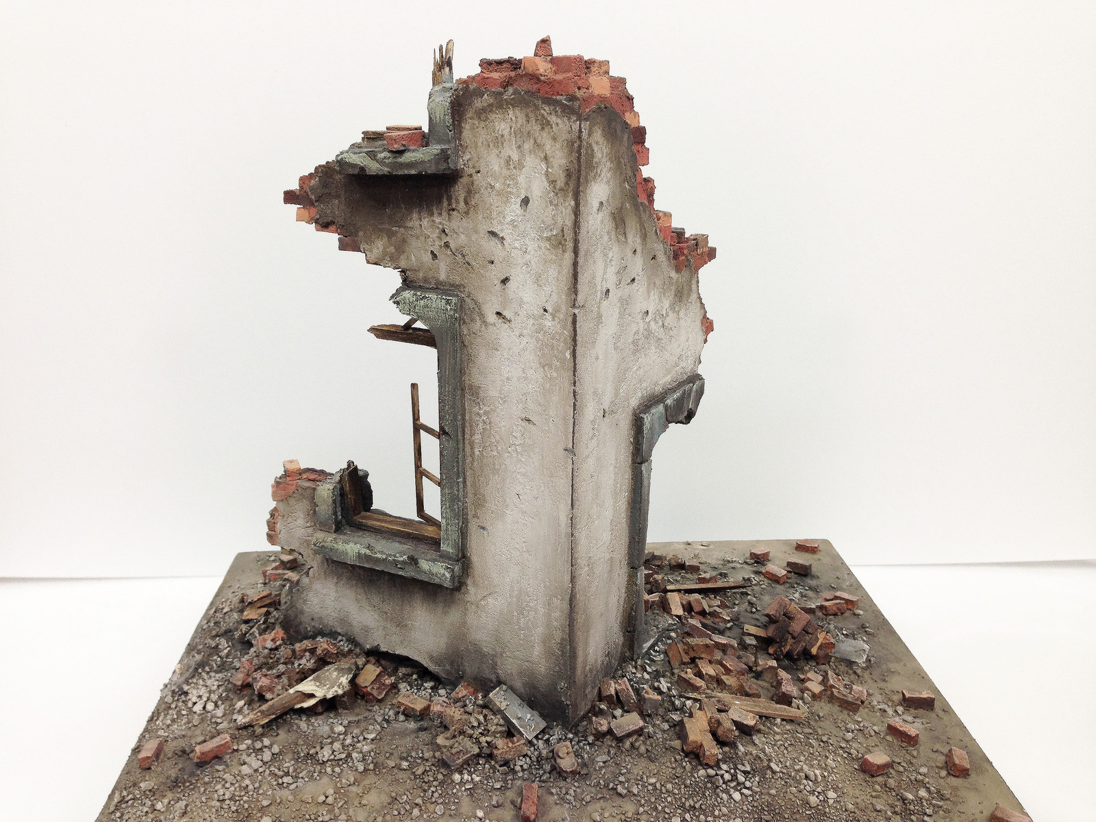 destroyed building diorama