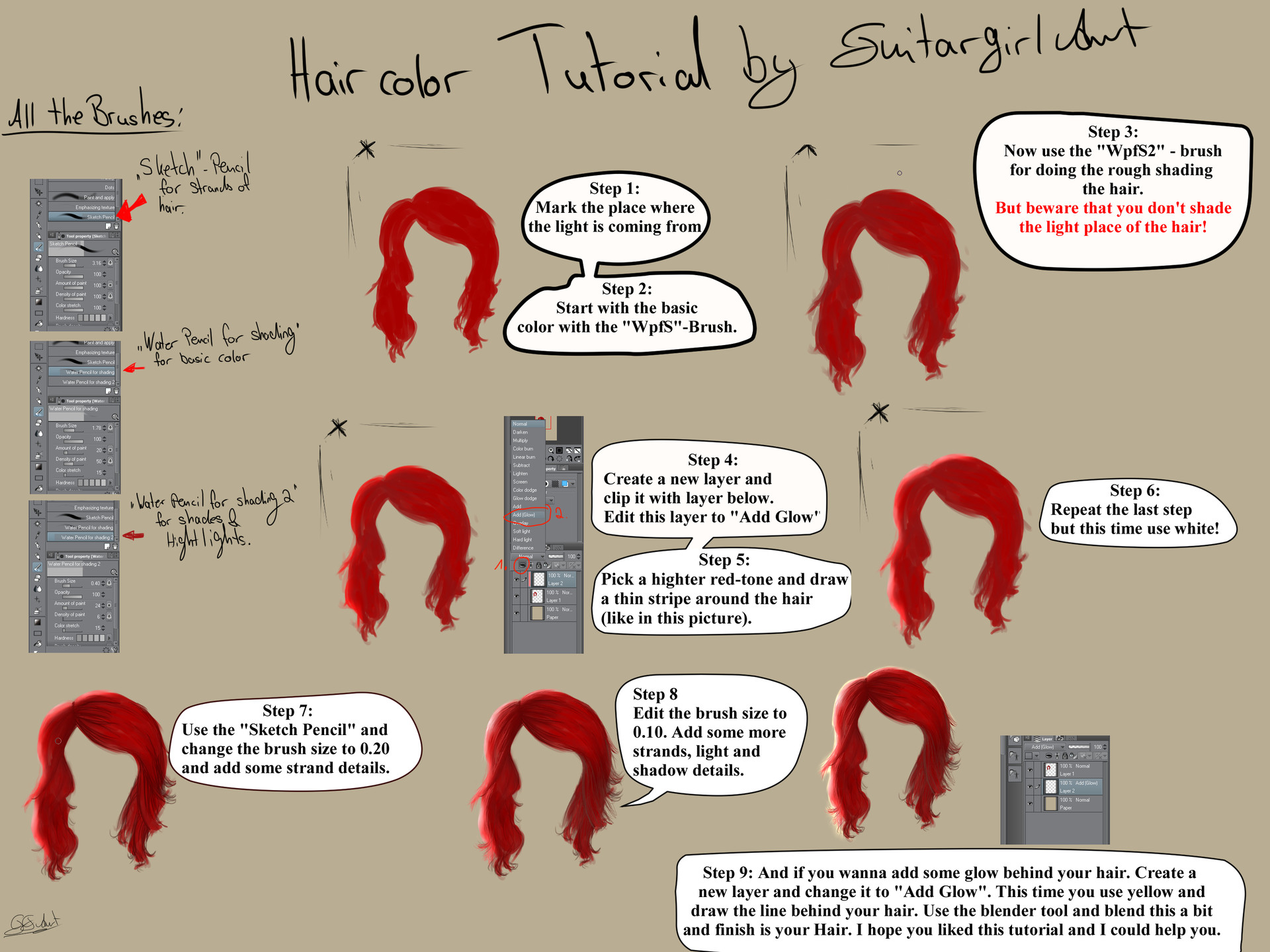 ArtStation - How to color hair with light and shadow