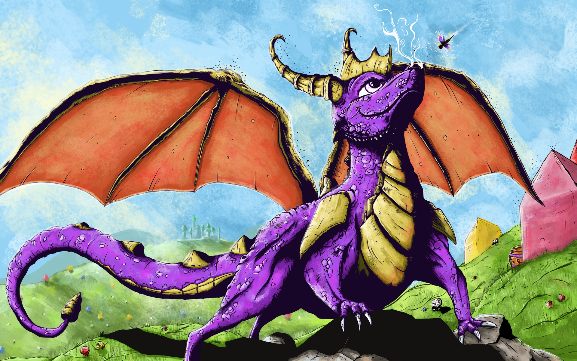 Fan art of the game character, Spyro The Dragon and I decided to illustrate...