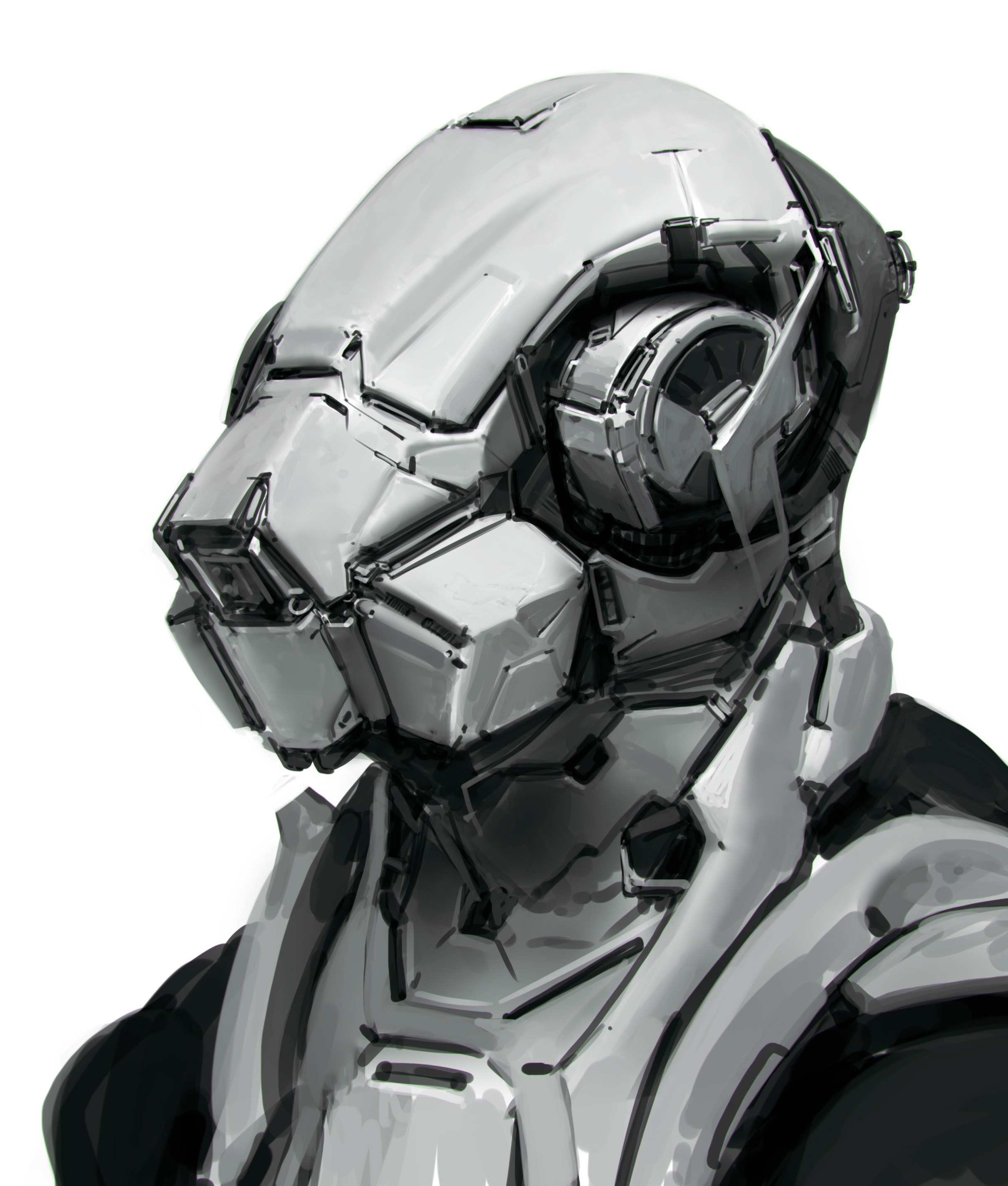 концепт голова. гордон киборг. аниме концепт голова. концепт персонажа. стилизация головы персонажа.