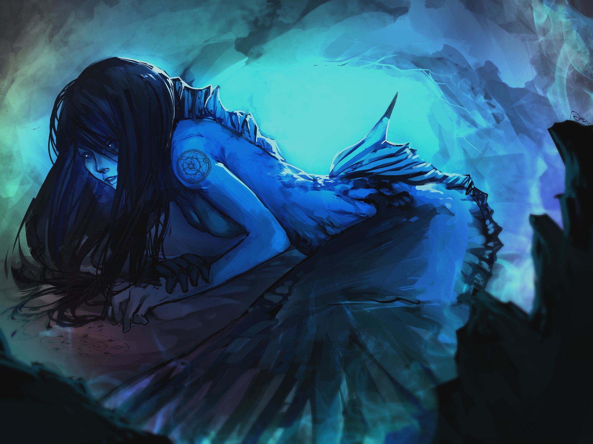 evil anime mermaid