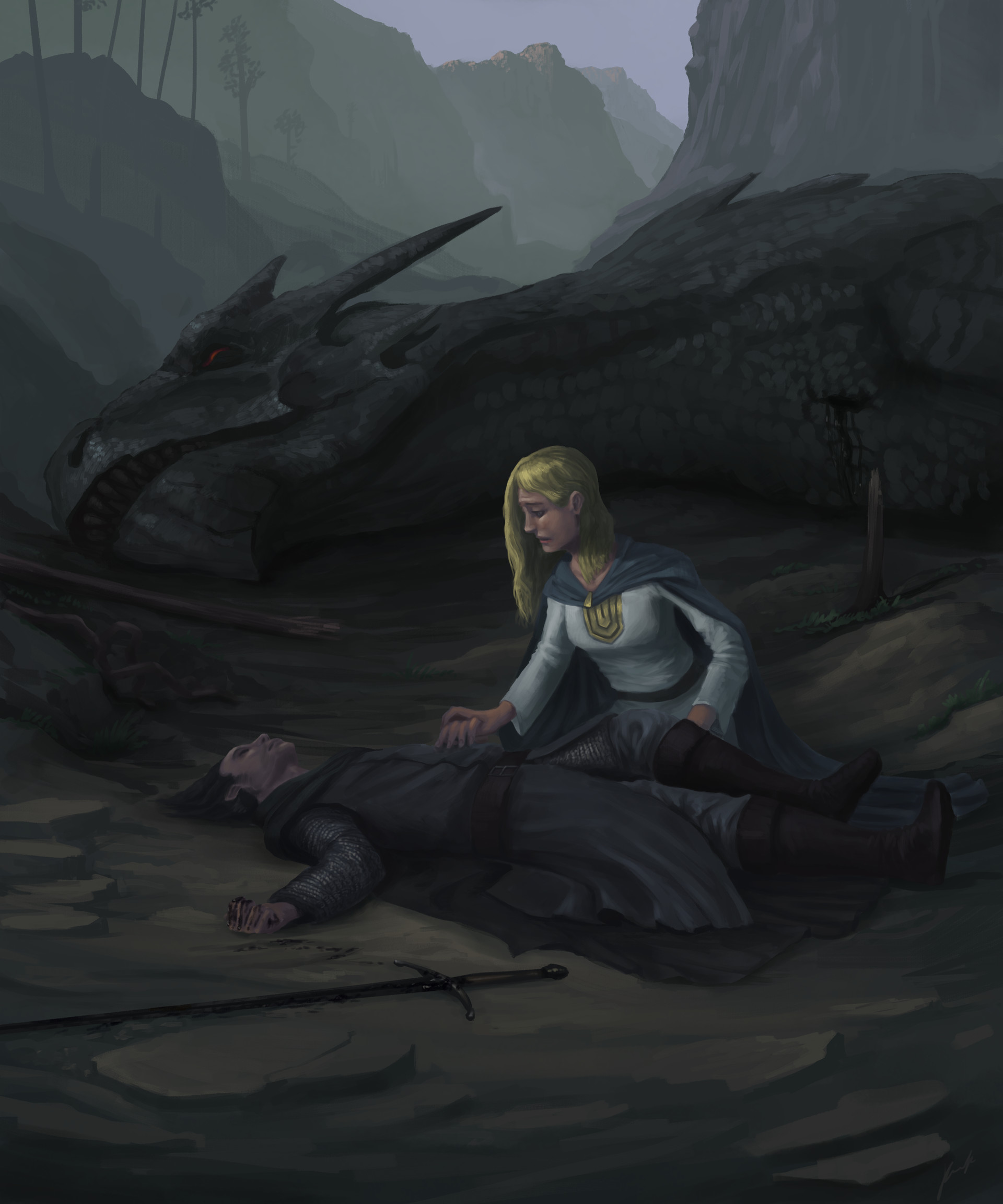Glaurung and Nienor by Erevia on DeviantArt