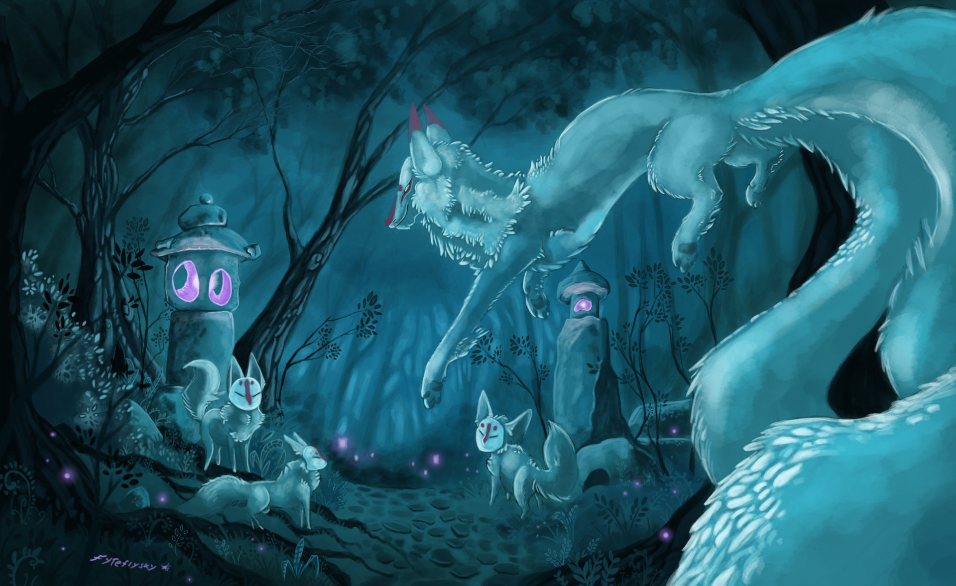 Artstation The Fox Yokai S Forest Jaime Staite