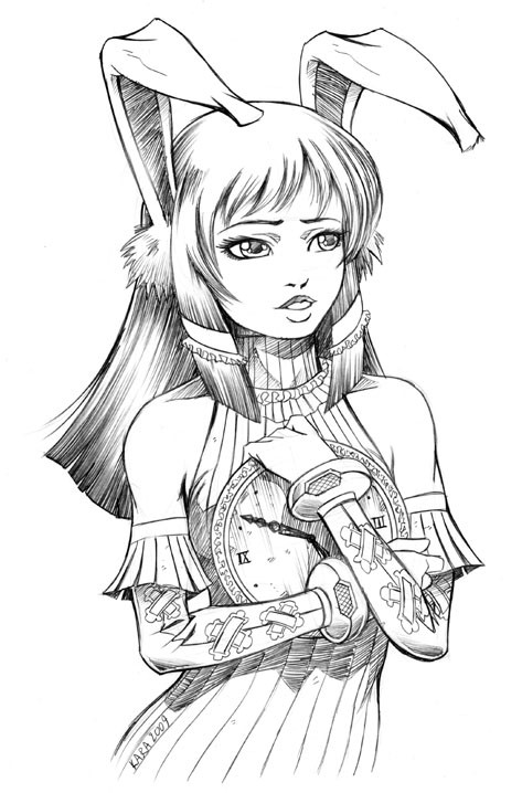 artstation white rabbit girl cat