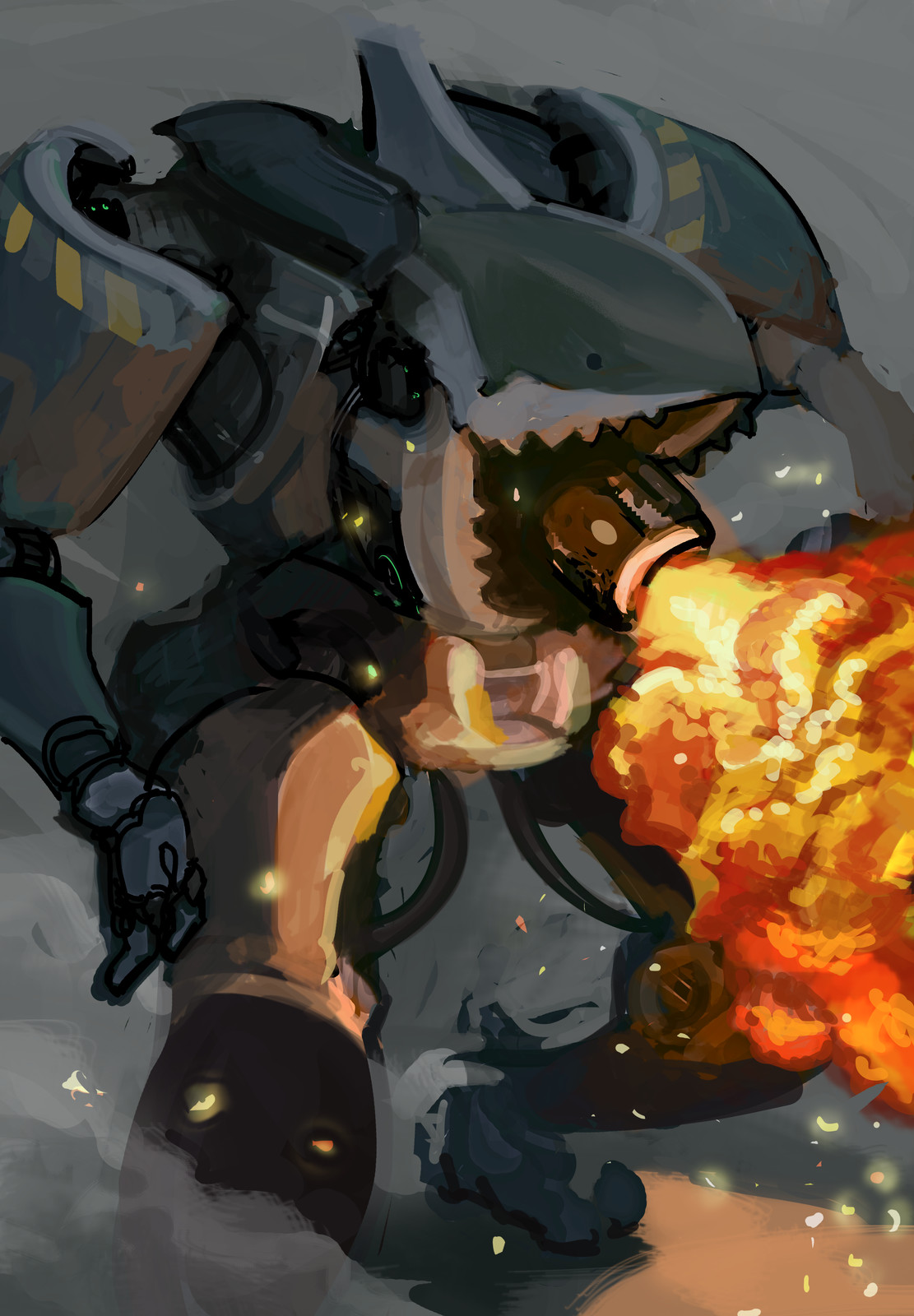 Giant Mecha Flamethrower Shark