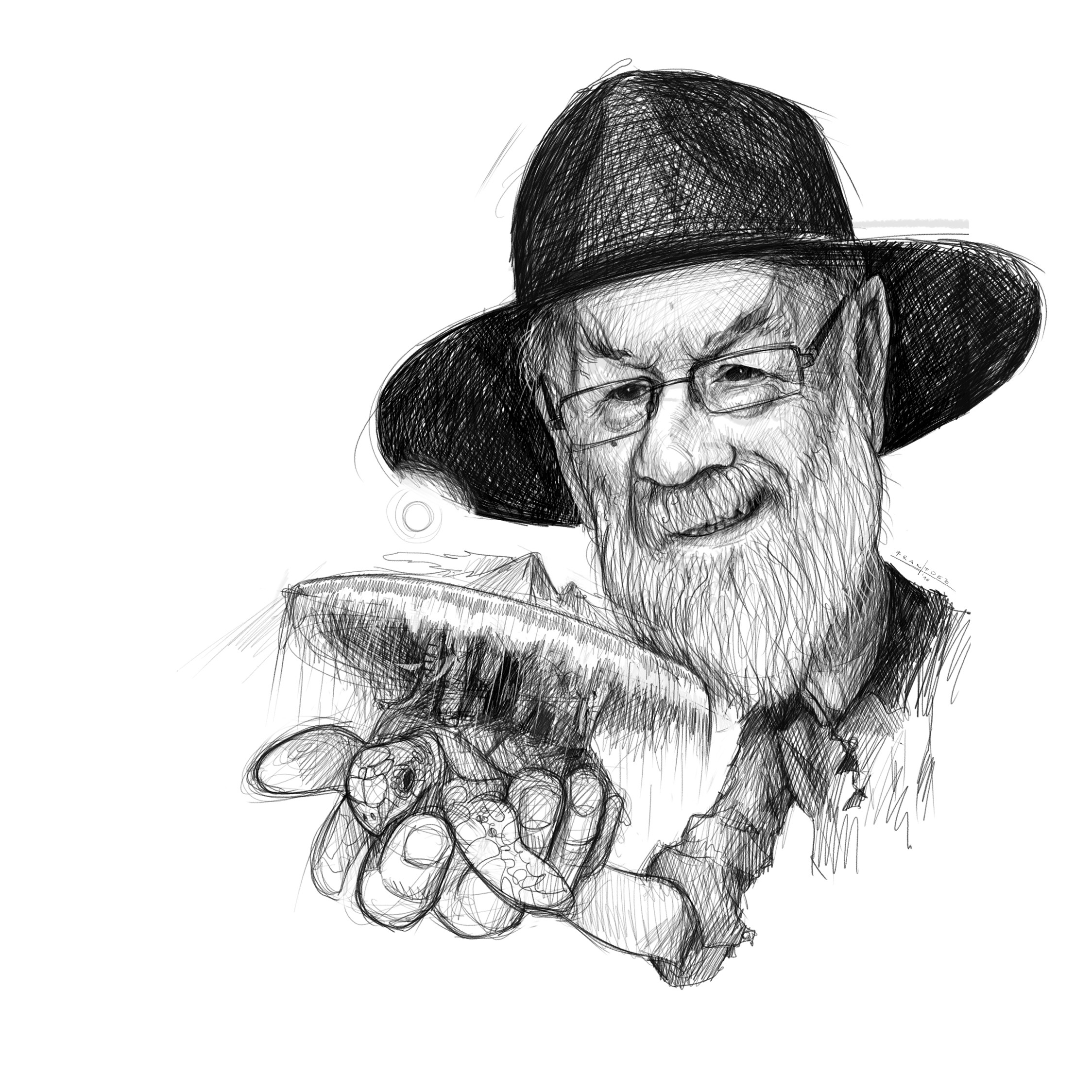 Терри пратчетт. Терри Пратчетт портрет. Terry Pratchett портрет арт.