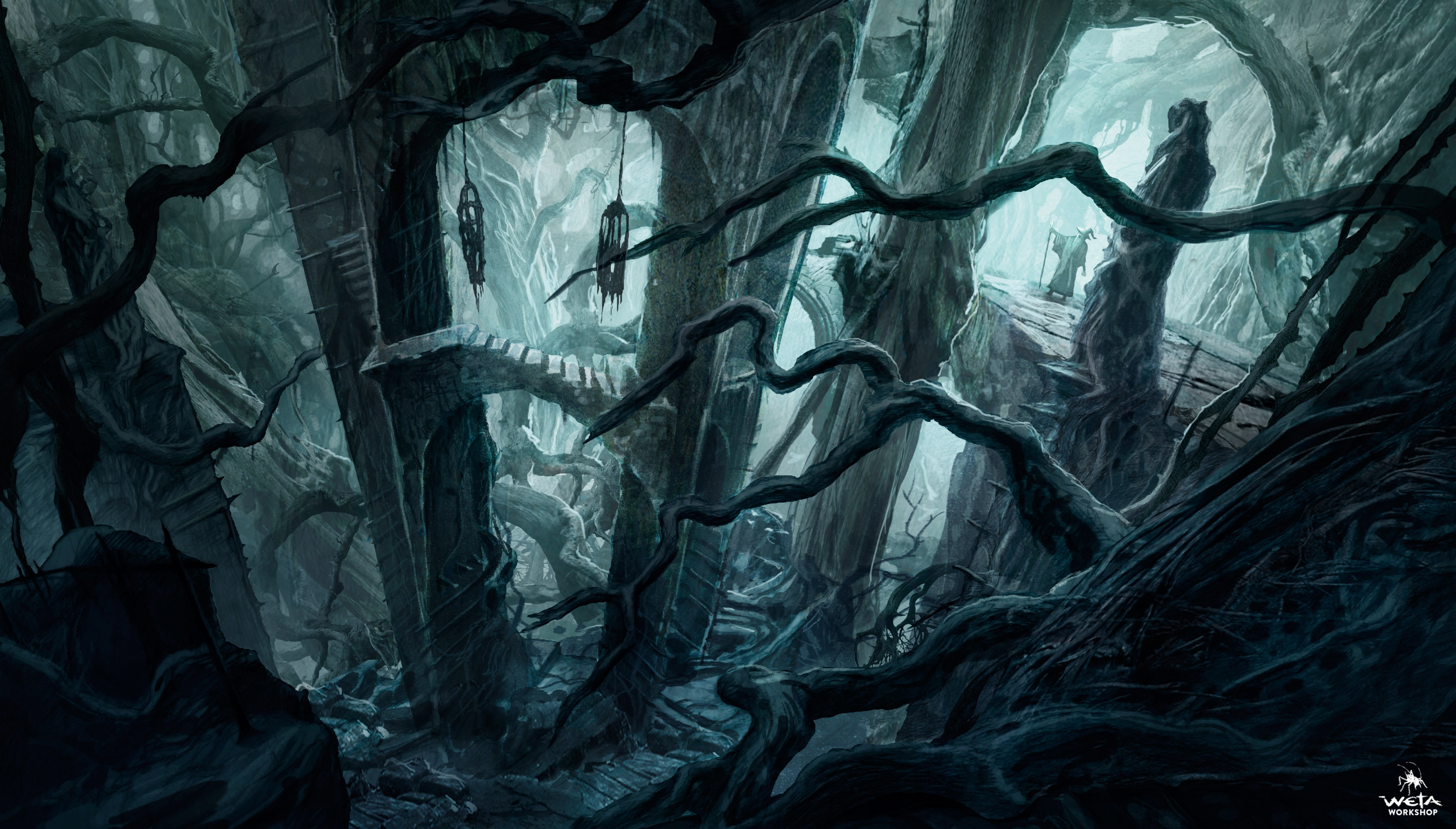 Concept art of Dol Guldur architecture