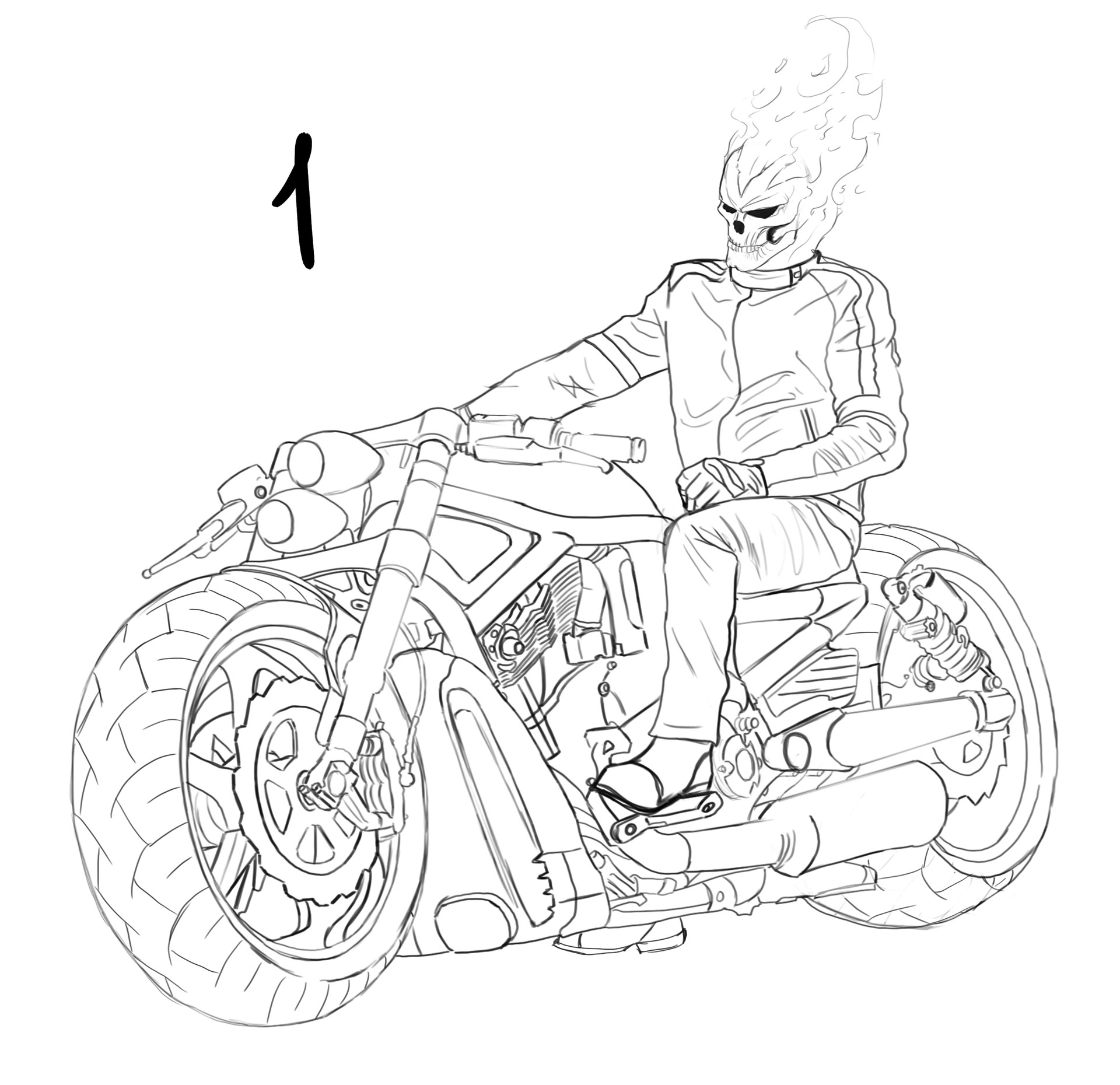 How To Draw A Ghost Rider Motorcycle
