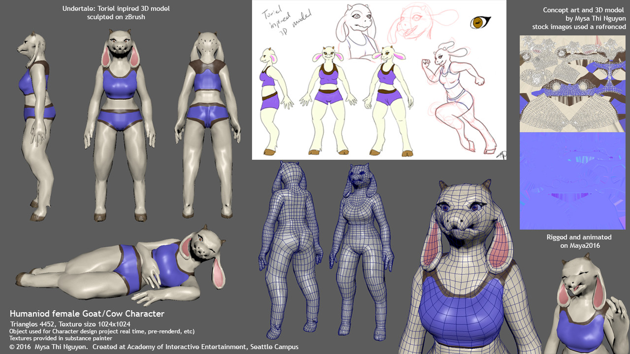 Artstation Goat Character 3d Model Mysa Thi Nguyen