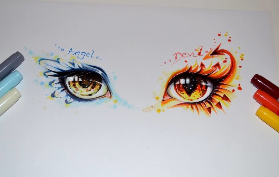 Angel And Devil Drawing Cute Artstation Angel Devil Eye Tutorial Copic Marker Lighane S Artblog devil eye tutorial copic marker