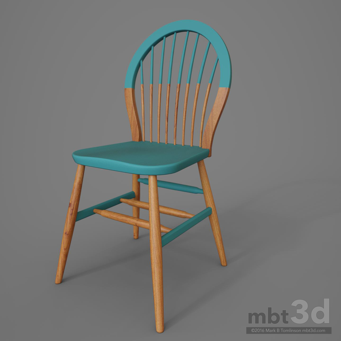 Round Back Wooden Chair Blue