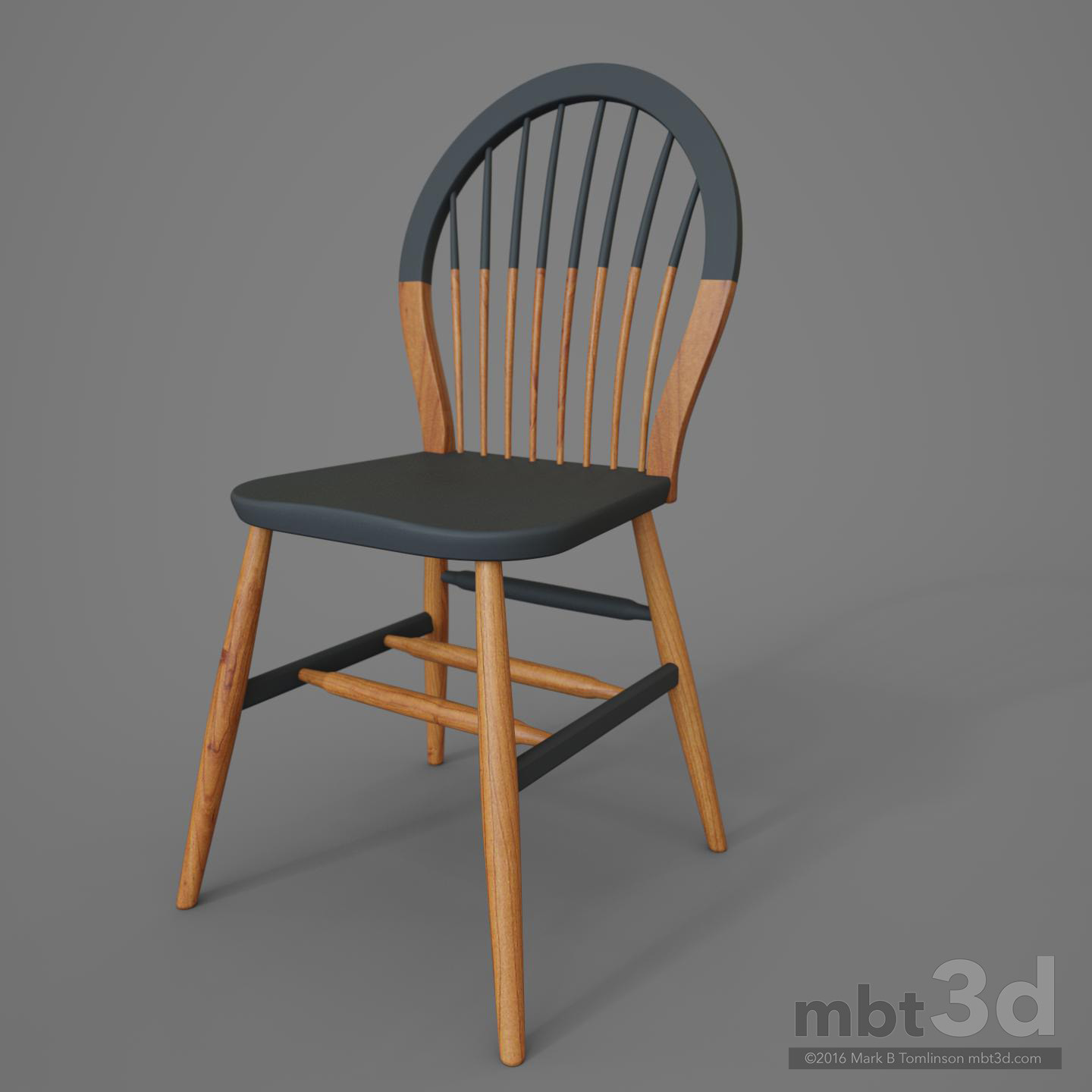 Round Back Wooden Chair Grey