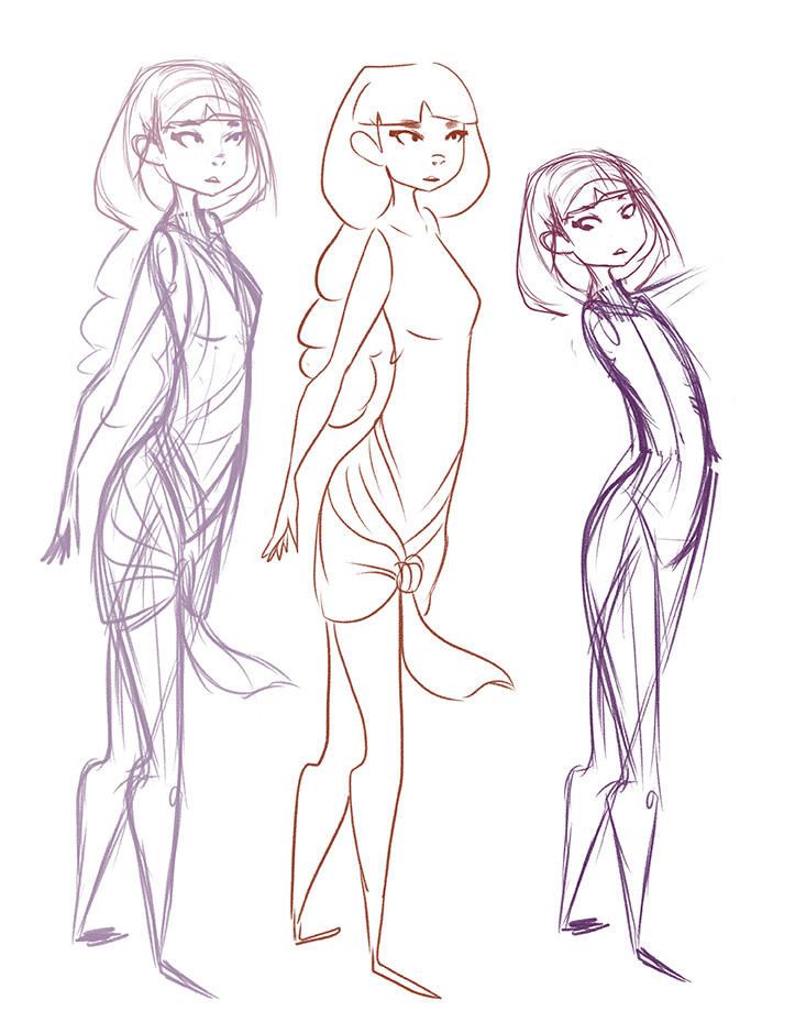 some character sketches before compositing layer 