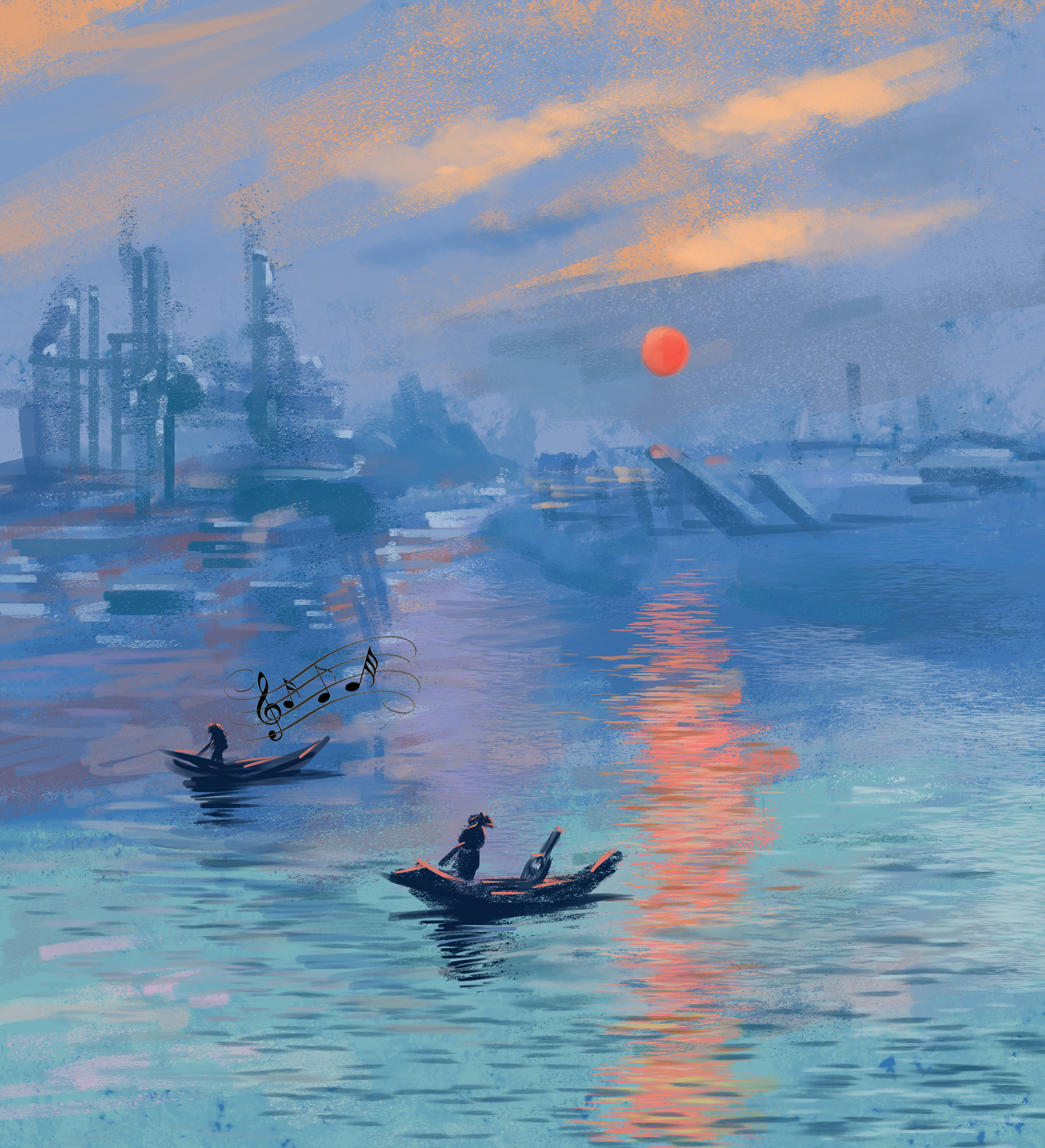 ArtStation - master study: monet sunset painting study