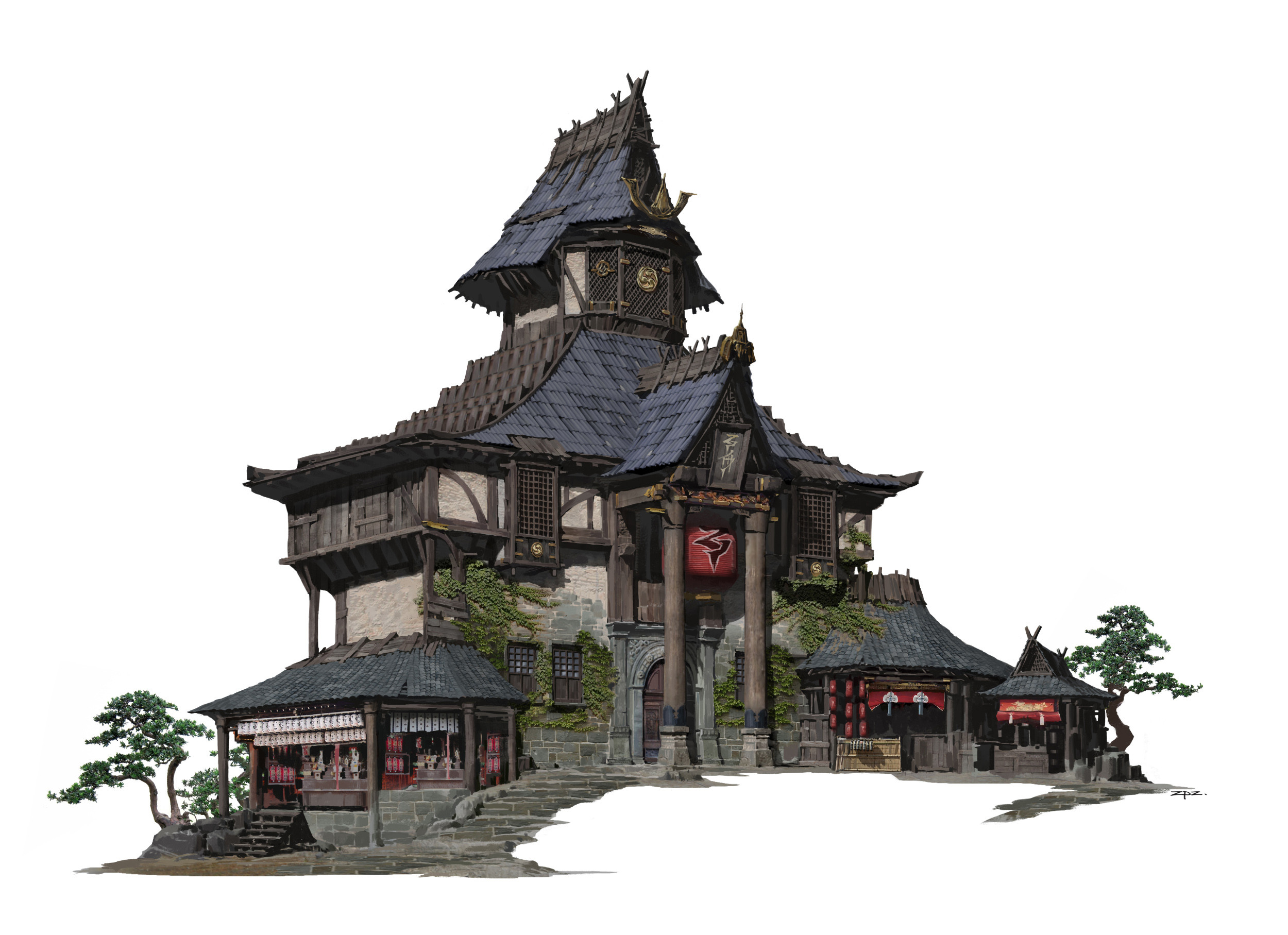Серый дом на китайском. Домик японский. Здания в японском стиле. Здания в китайском стиле. Японский средневековый дом.