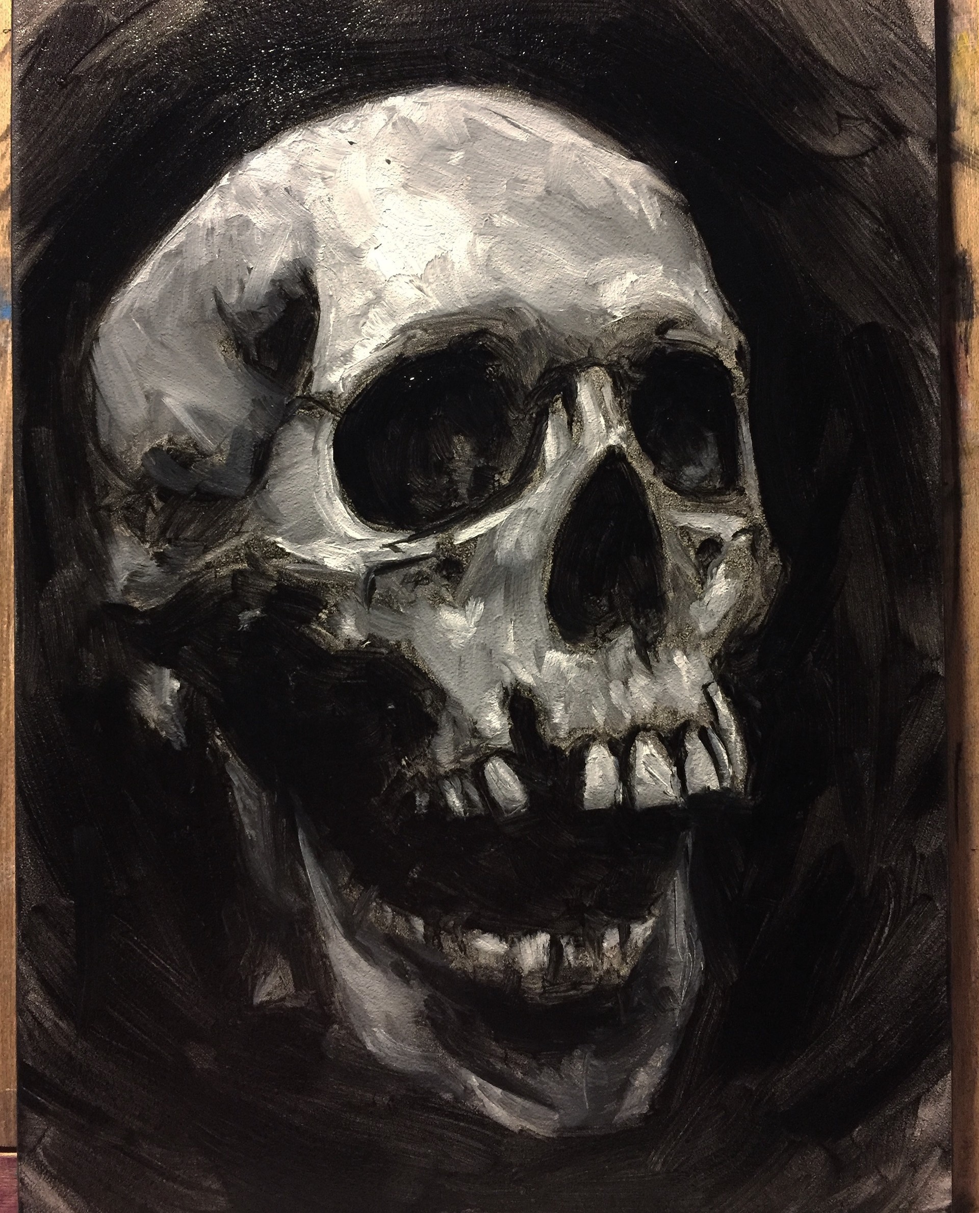Some (mostly) recent paintings, including a skull study, a still