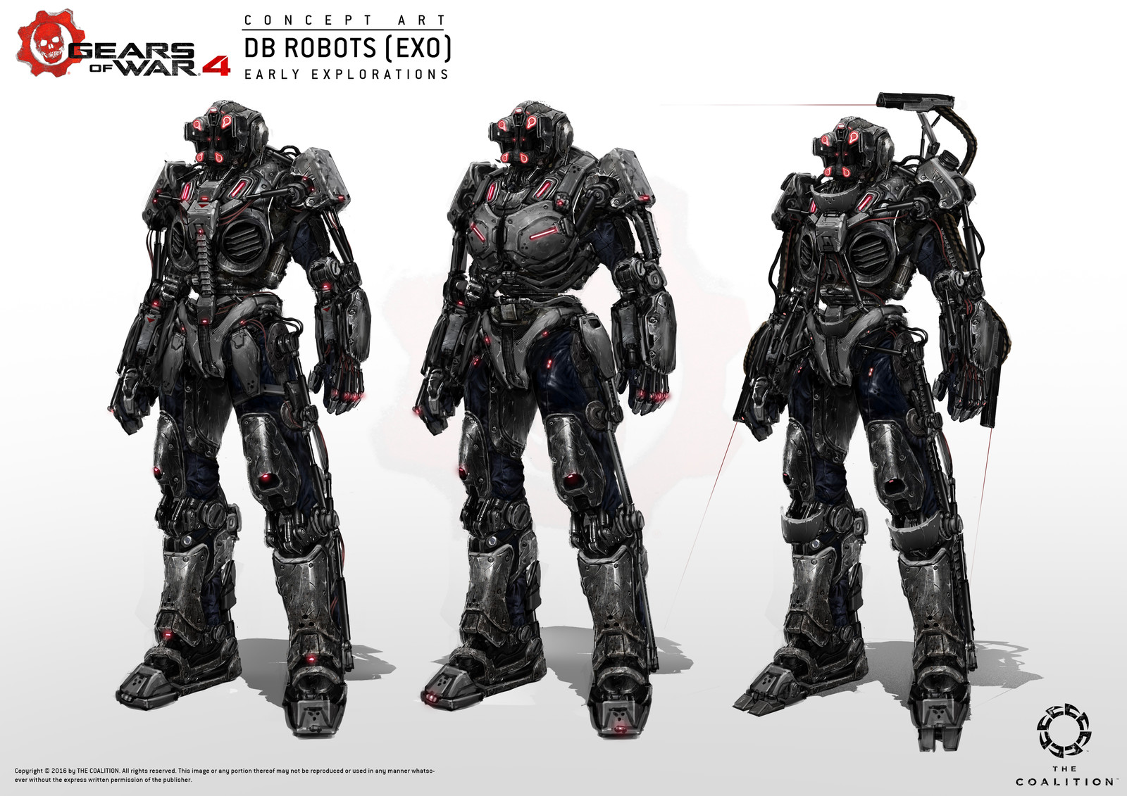 Early explorations of the exo suit. I still remember at one point I proposed that players would be able to rip off the exos from the robots, then put them on for extra devastation haha