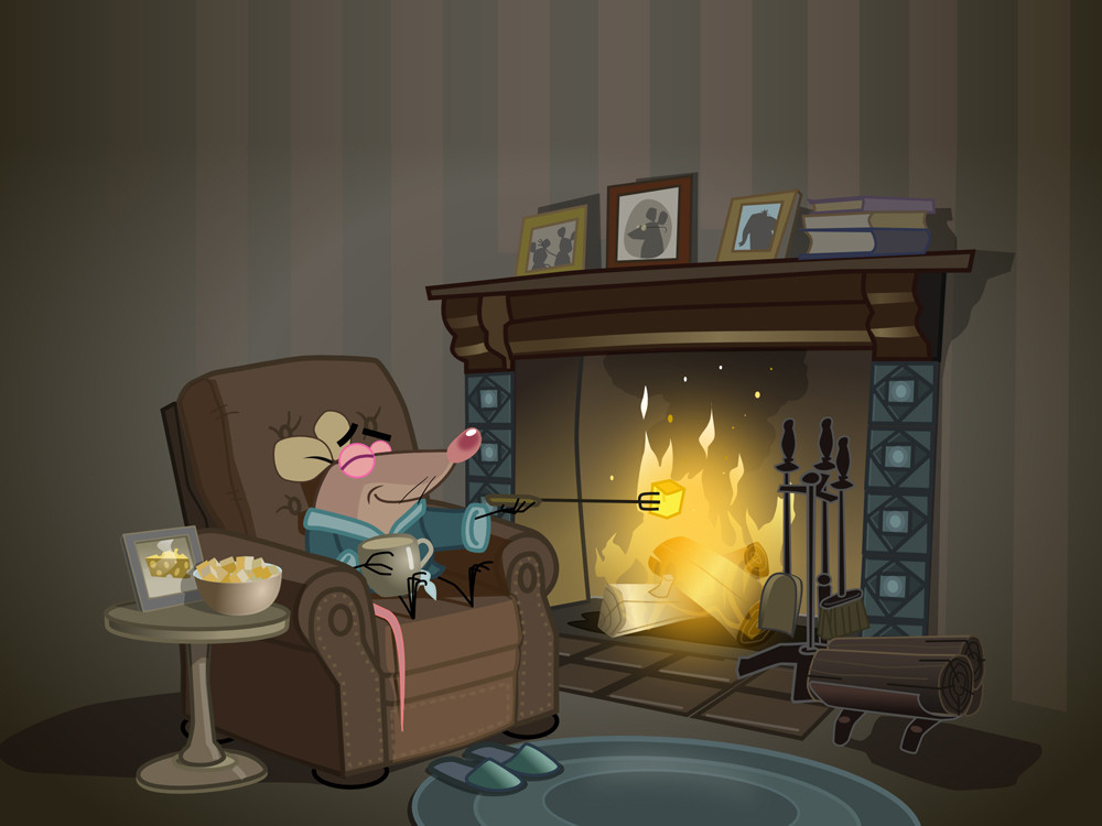 Mr. Elephant & Mr. Mouse. Fireplace
