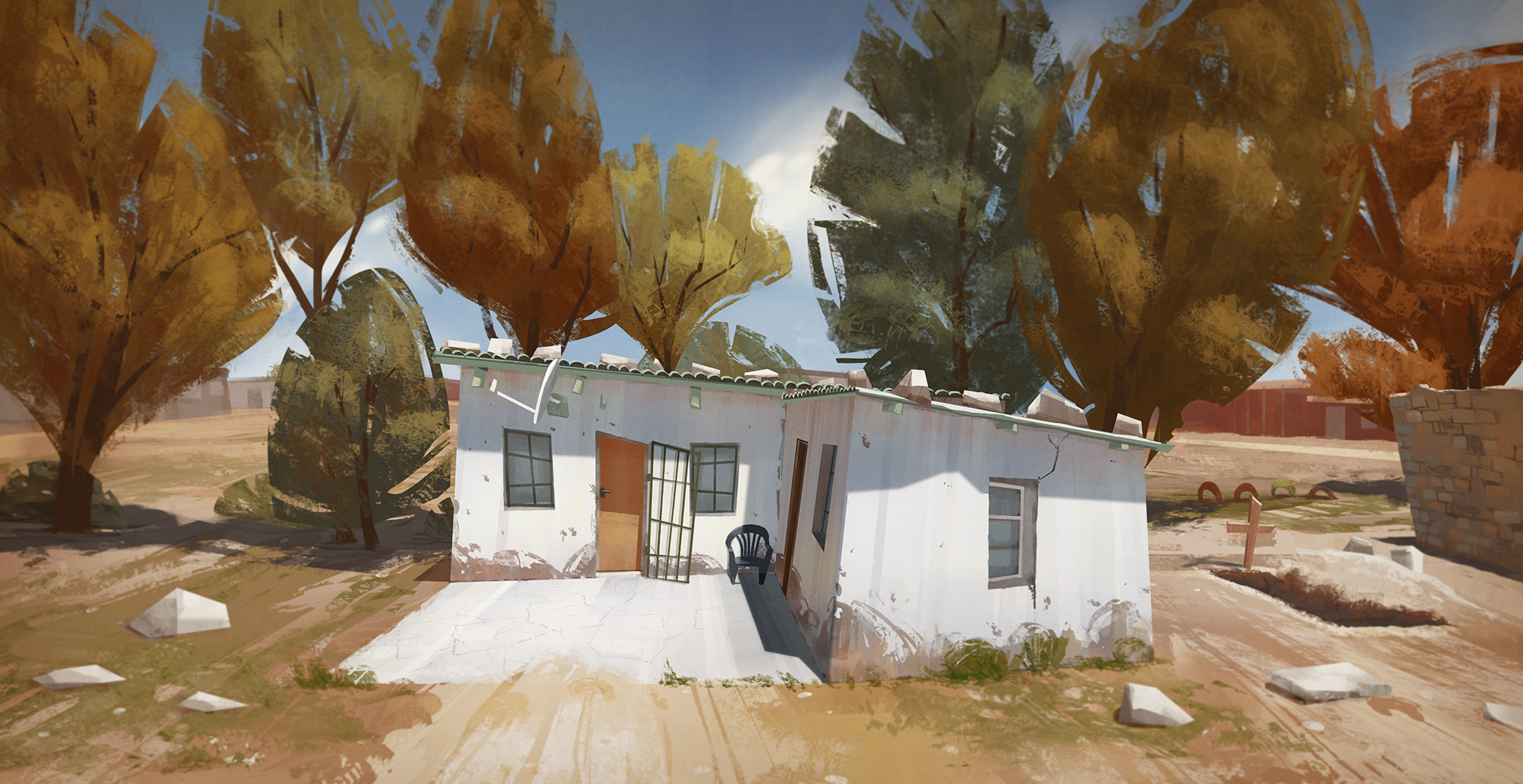 Virtual plein air painting from Google Streetview - Photoshop