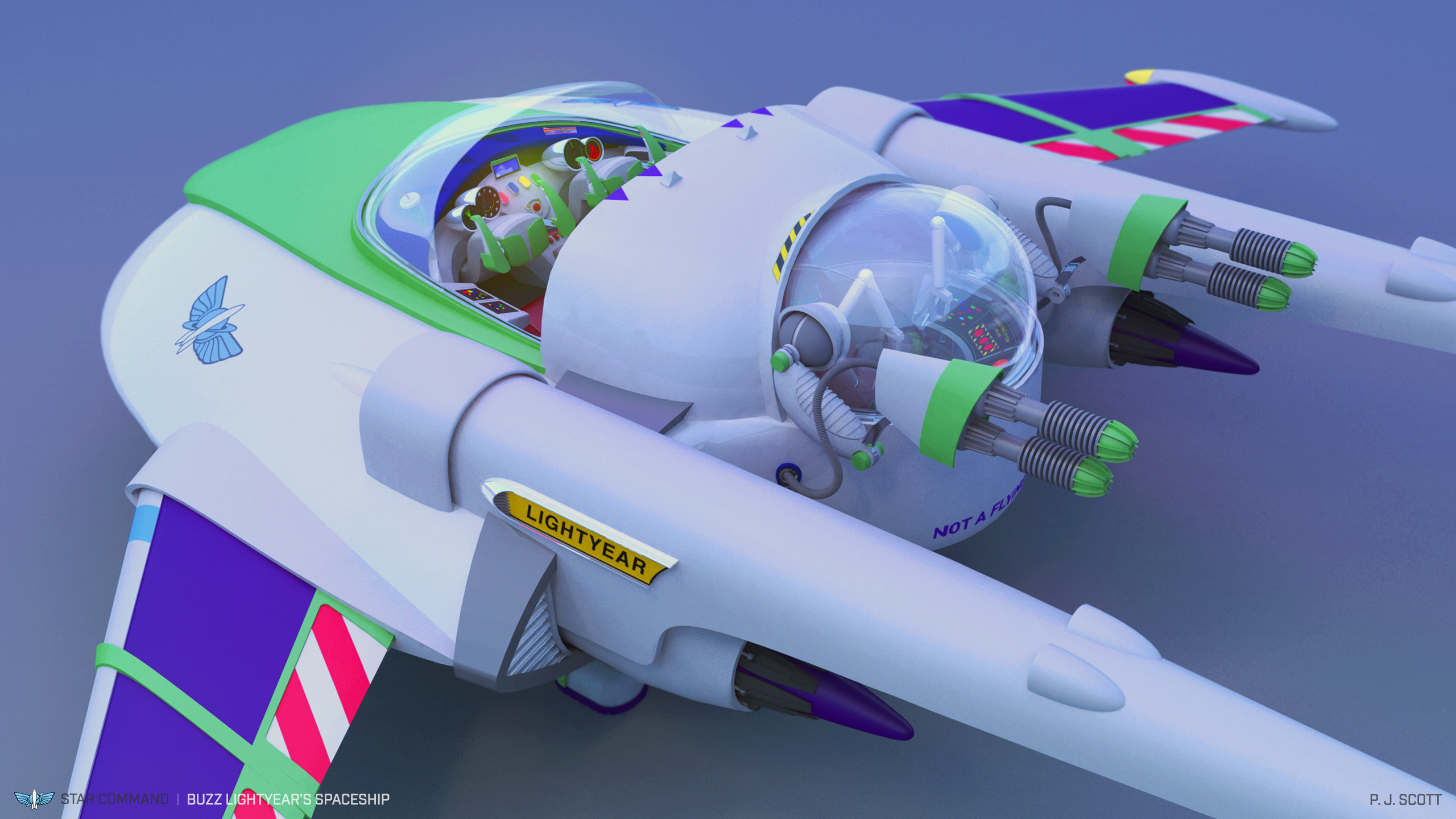 buzz lightyear spaceship sit in