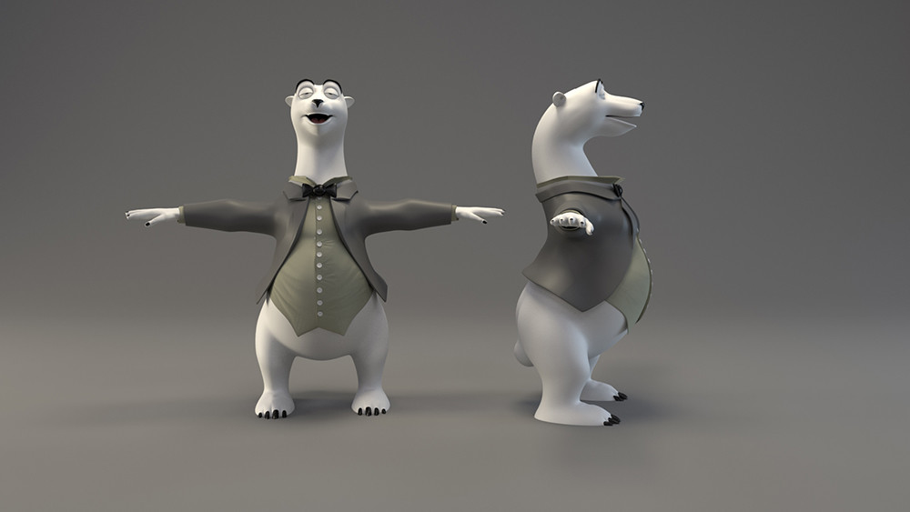 Character in T-pose, initial idea was to have the character clothed, which I opted to leave out in presentation in favour of putting more emphasis on the fur.