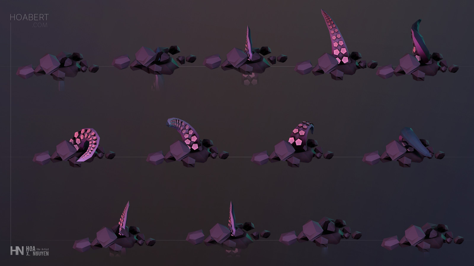Some shots of the tentacle attack animation sequence. 
