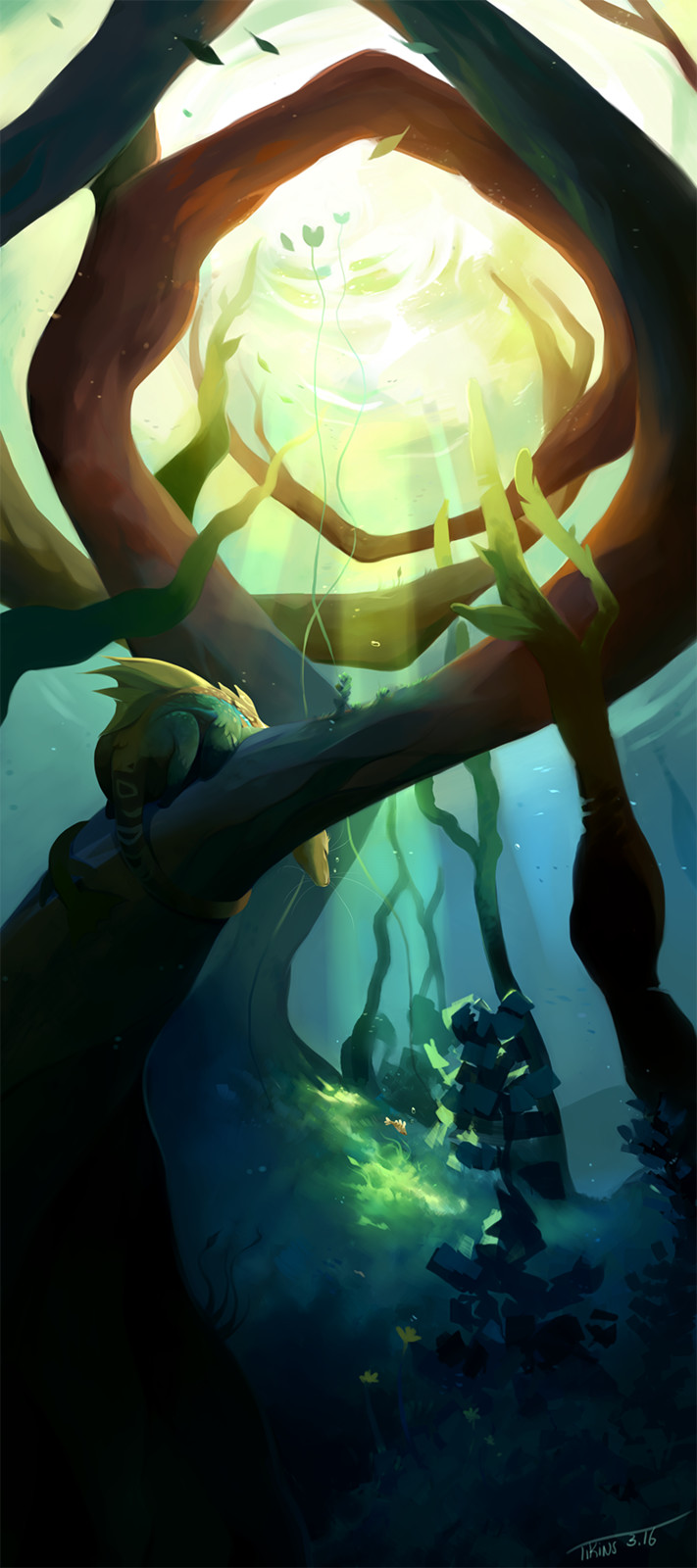 Practicing some underwater environments.