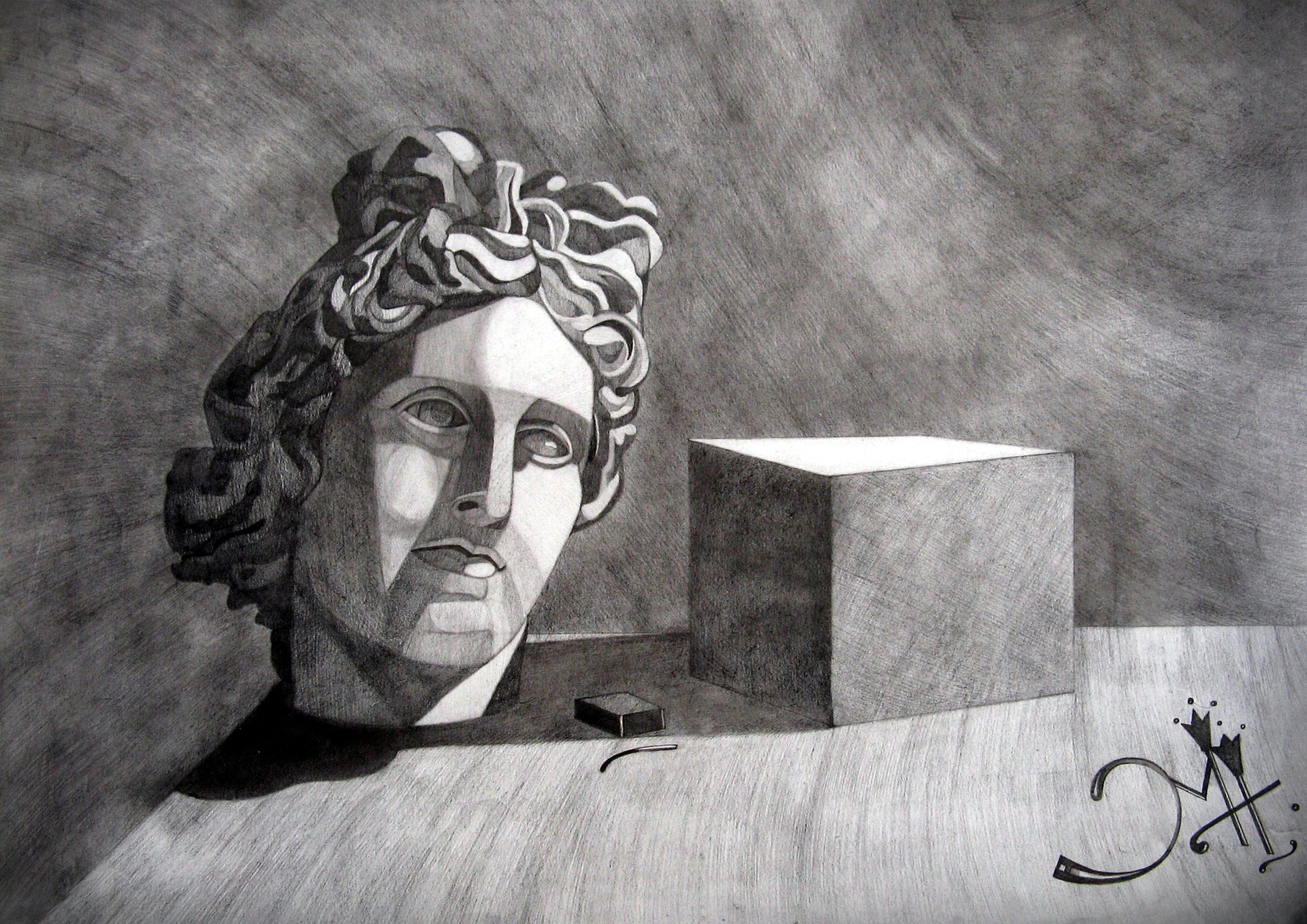 Artstation Dekorativnij Akademichnij Risunok Gipsova Postanovka 2 Drawing Gypsum Risha Blue Maryna Titkova