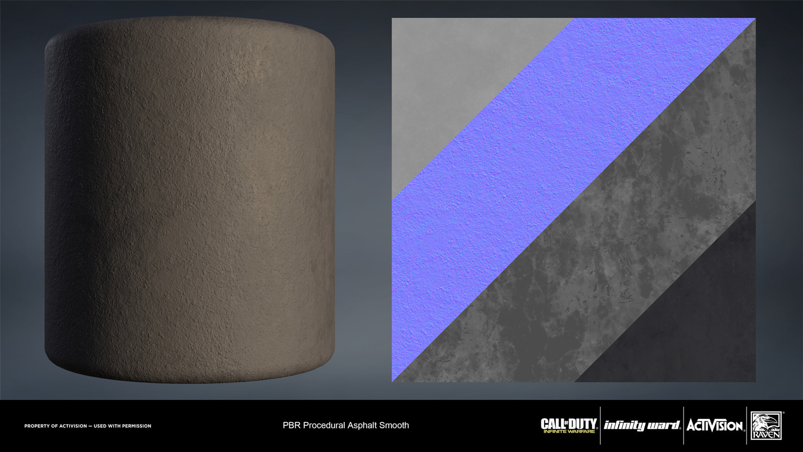 Smooth asphalt material. Created entirely in Substance Designer.