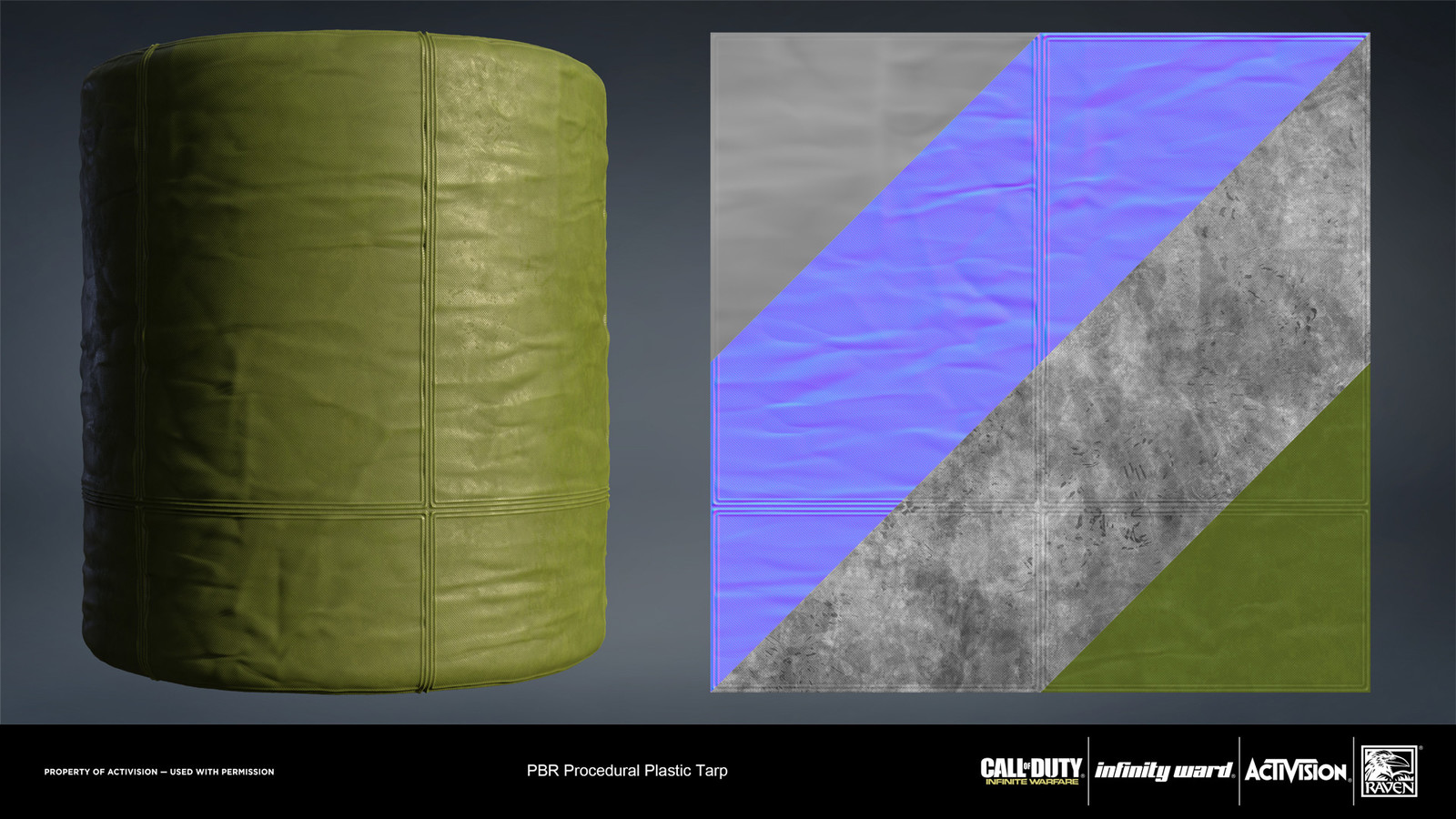 Plastic tarp material. Created entirely in Substance Designer.