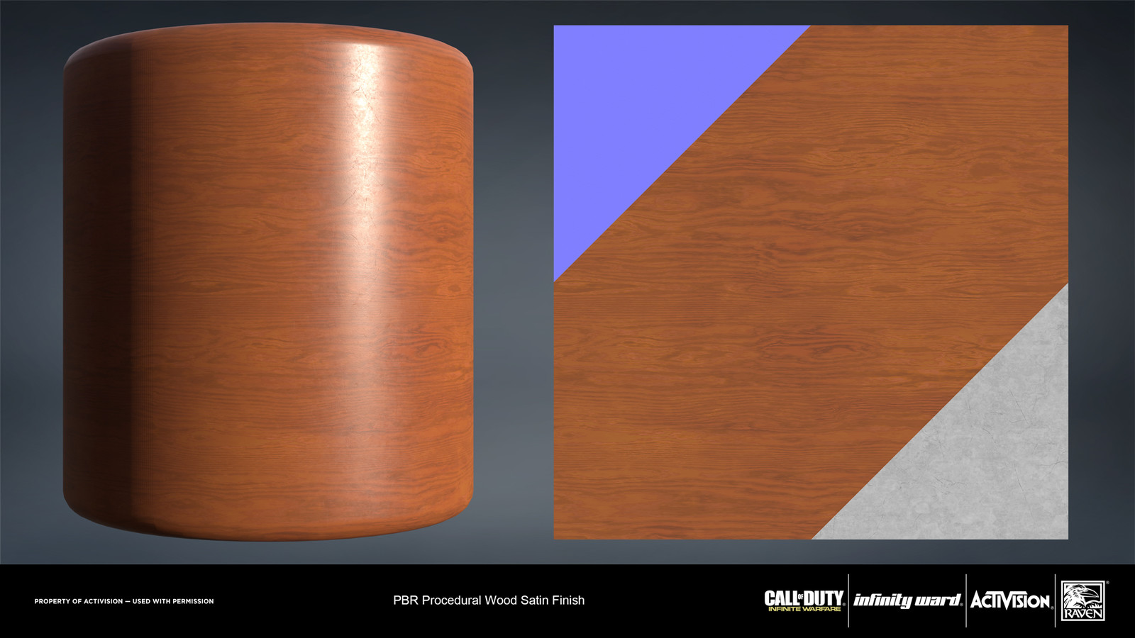 Wood satin finish material. Created entirely in Substance Designer.