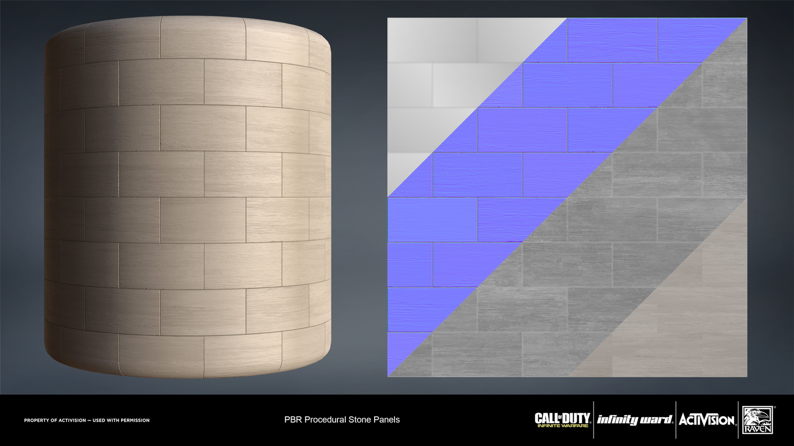 Stone panels material. Created entirely in Substance Designer.