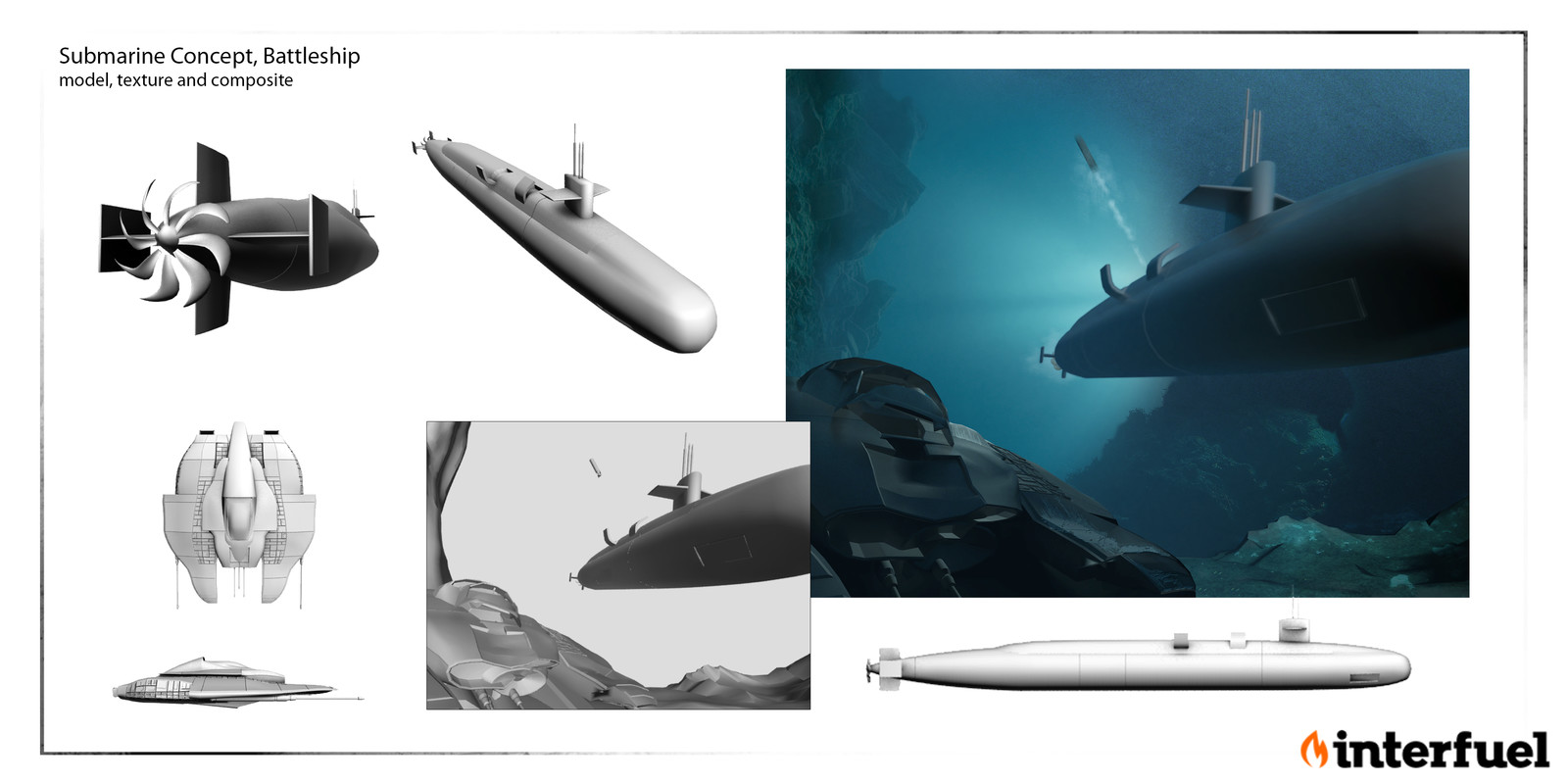 Submarine Attack Scene: Concept , design, model and composite