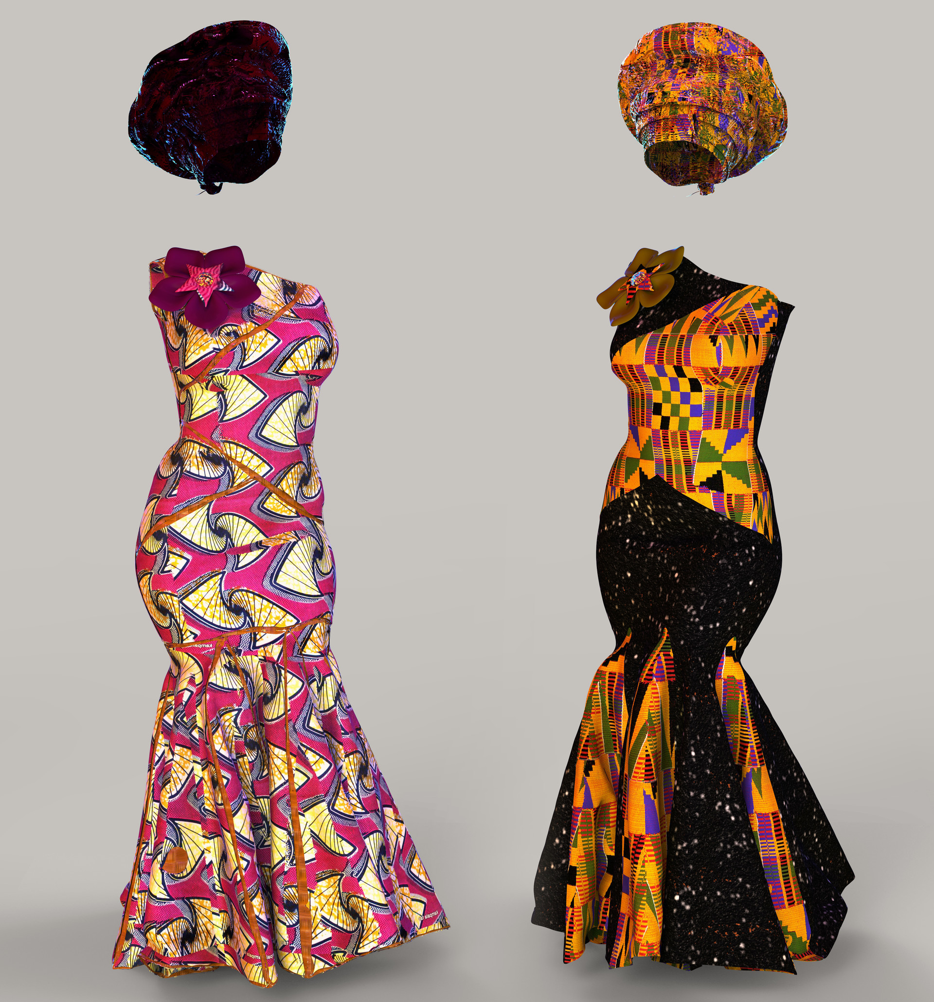 Nkoro Cynthia Ankara Mono strap Fish Gown