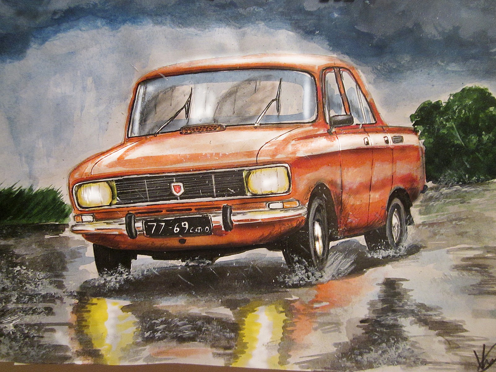 Фото нарисованной машины. Вектор Москвич-2140. Автомобиль рисунок. Краска для машины. Машина гуашью.
