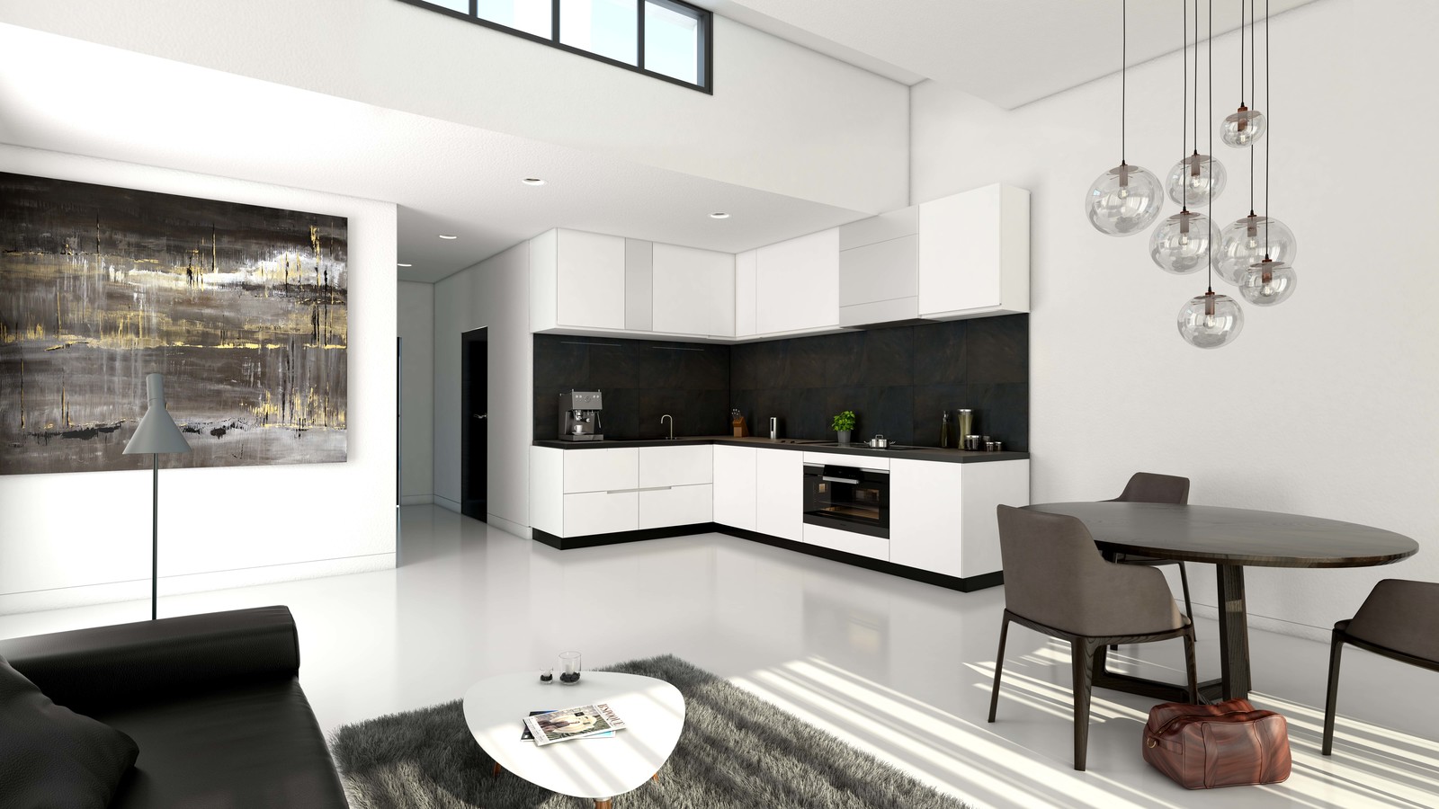 Kitchen with polyurethane floor