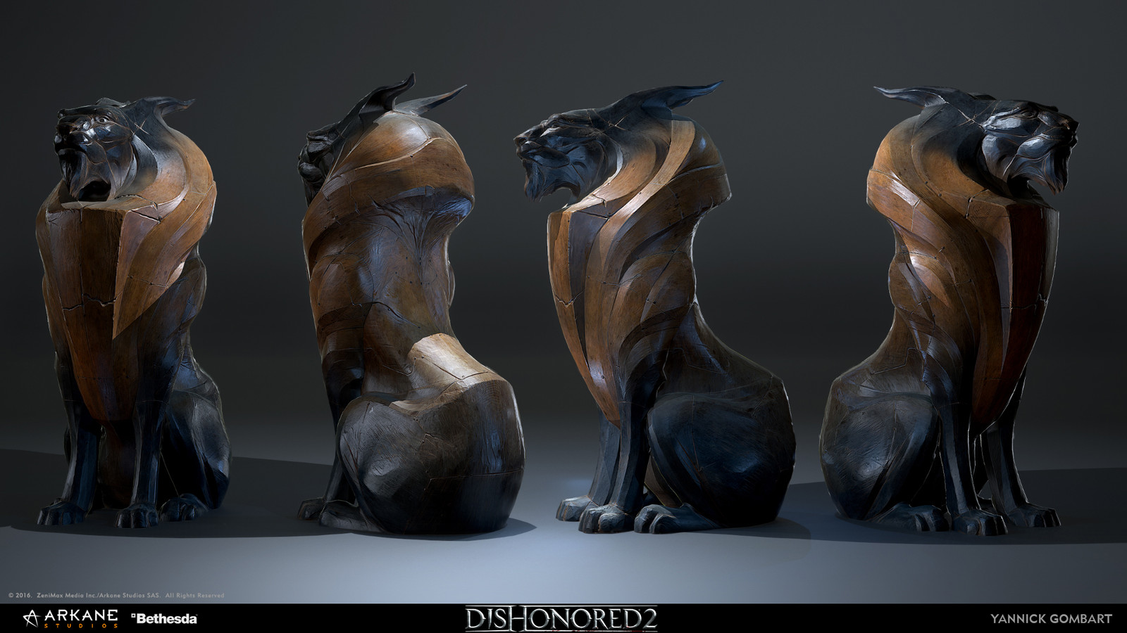 lion wood statue