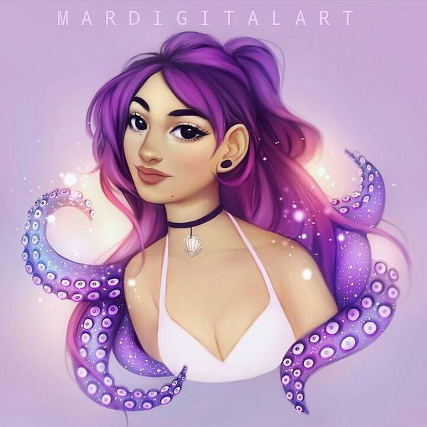 Artstation Octopus Girl Mary Gomes,Riku Dola Icons