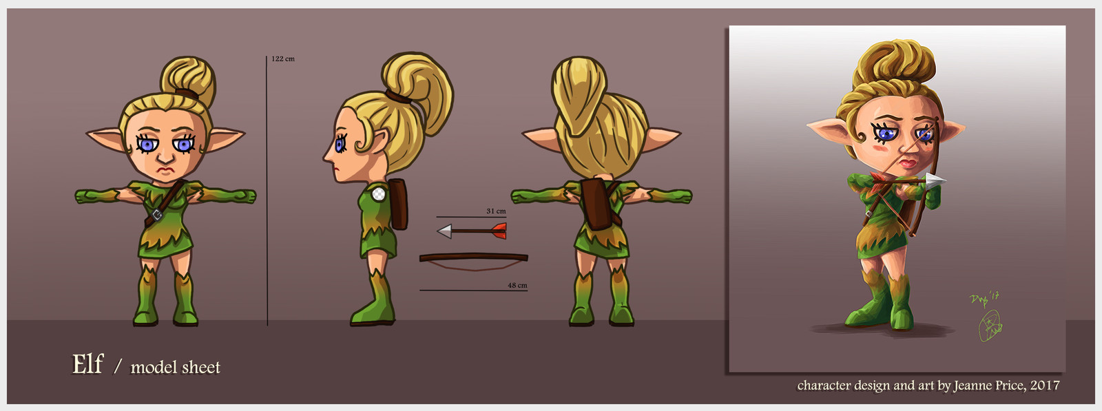 Elf model sheet and key art.