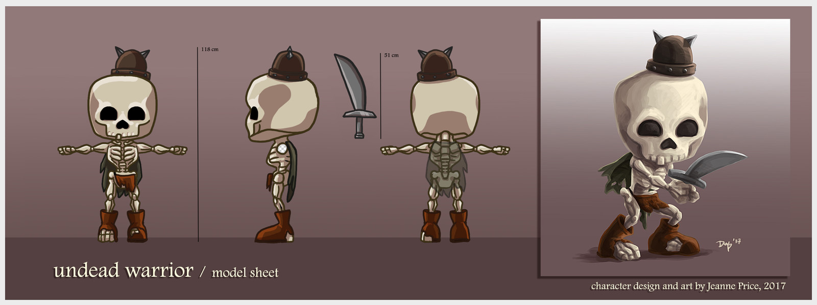 Undead Warrior model sheet and key art.

I personally love this guy, he's so cute!